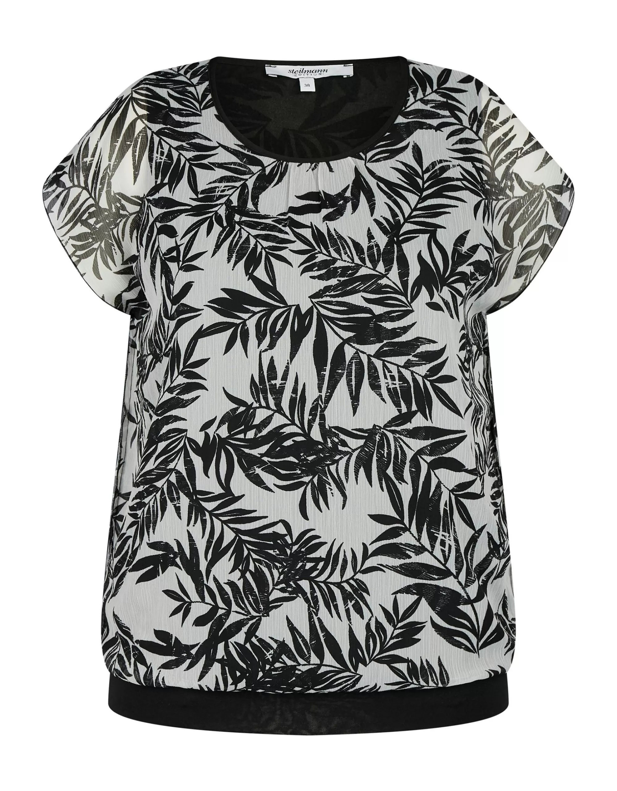 Steilmann Edition 2 In 1 Chiffonbluse Mit Blättermuster Schwarz/Weiß Flash Sale