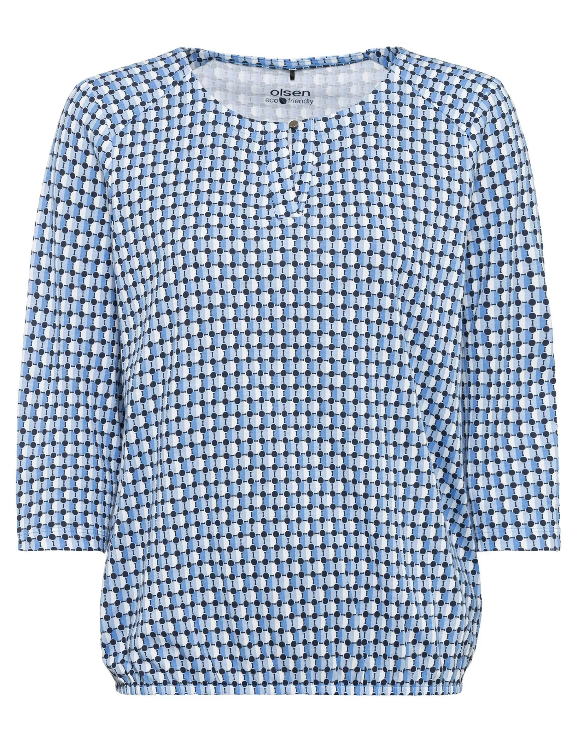 Olsen 3/4 Arm Shirt Im Allover Muster Blau/Weiß Cheap