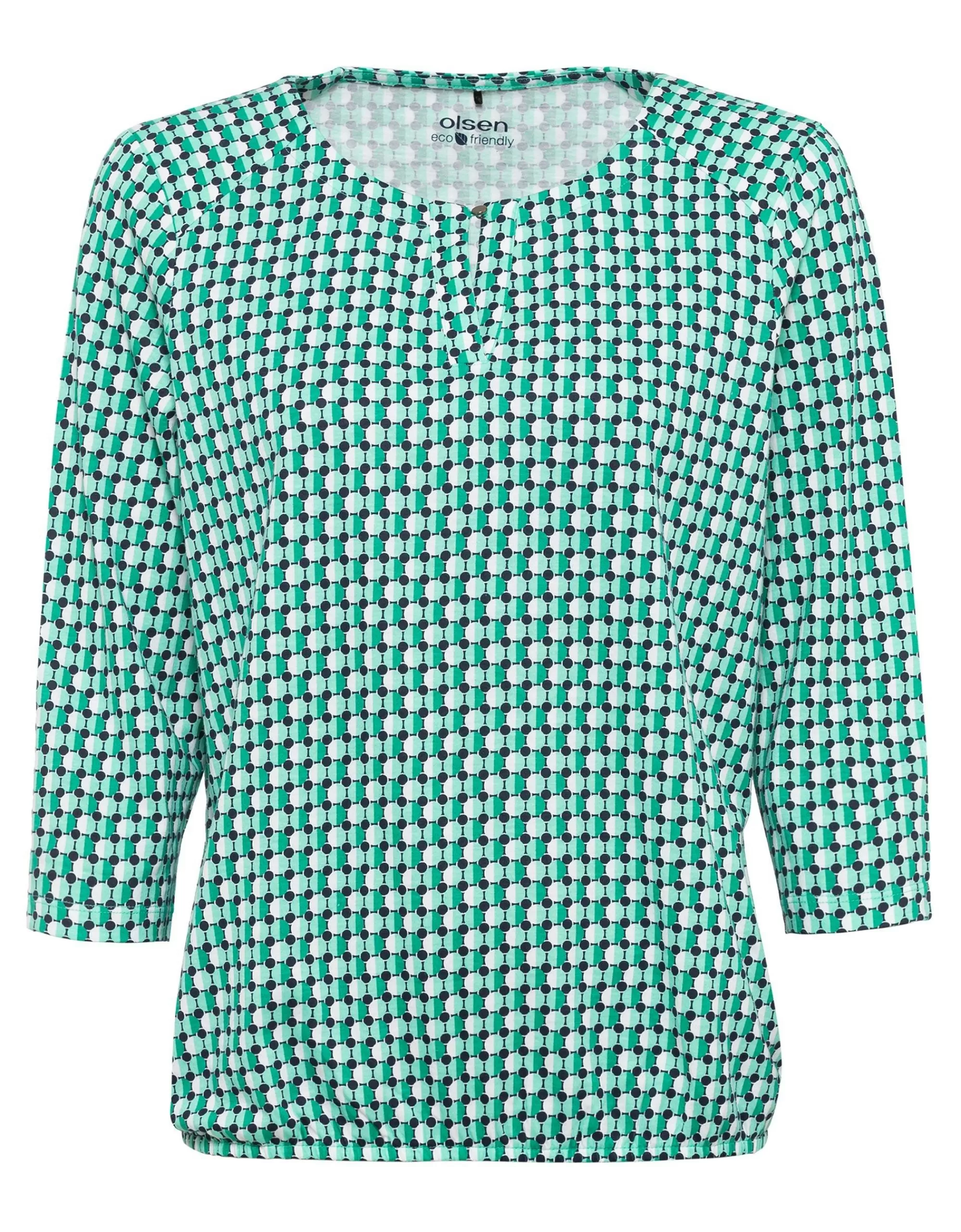 Olsen 3/4 Arm Shirt Im Allover Print Grün/Weiß Shop