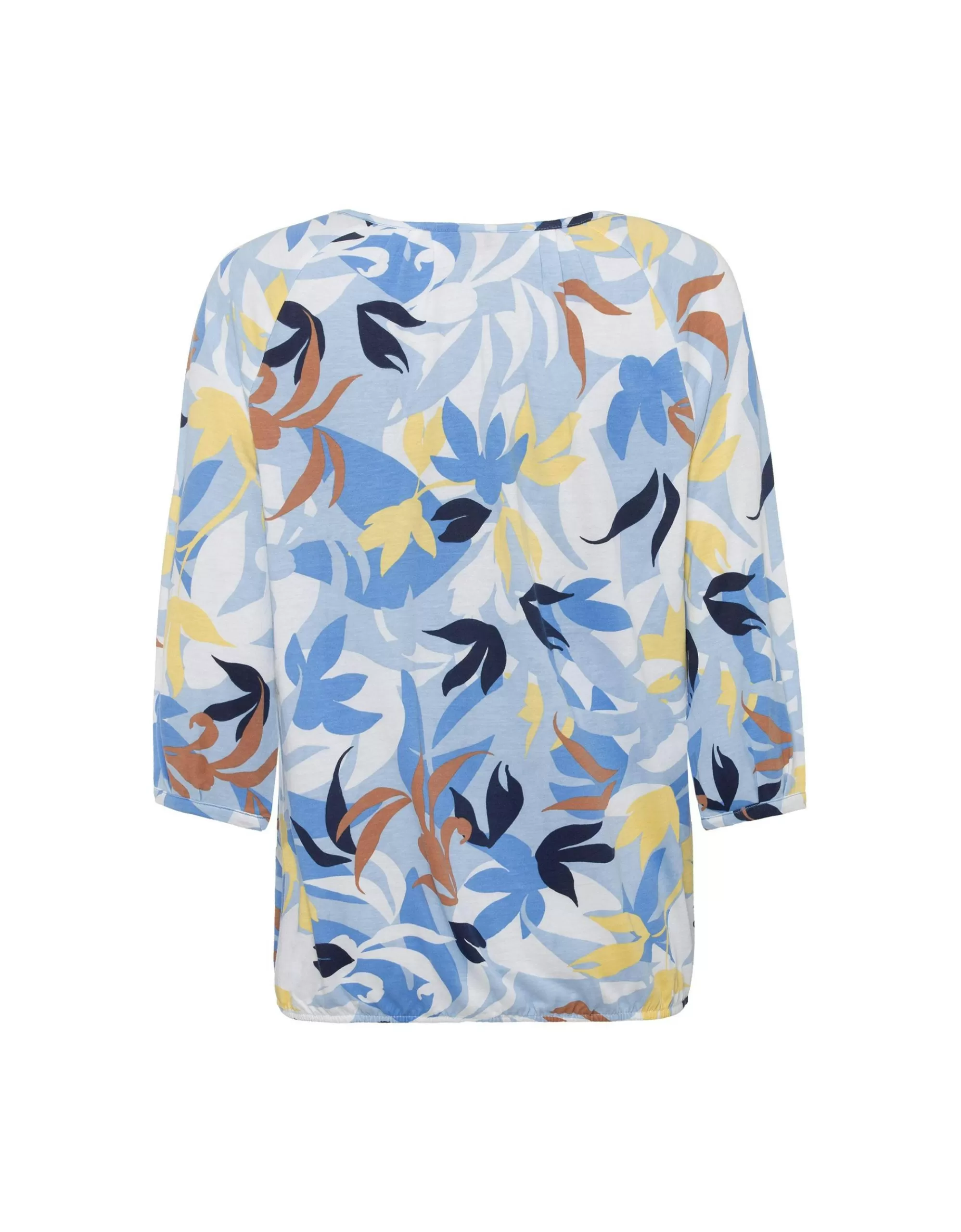 Olsen 3/4 Arm Shirt Mit Allover-Print Blau/Gelb/Braun/Weiß Online