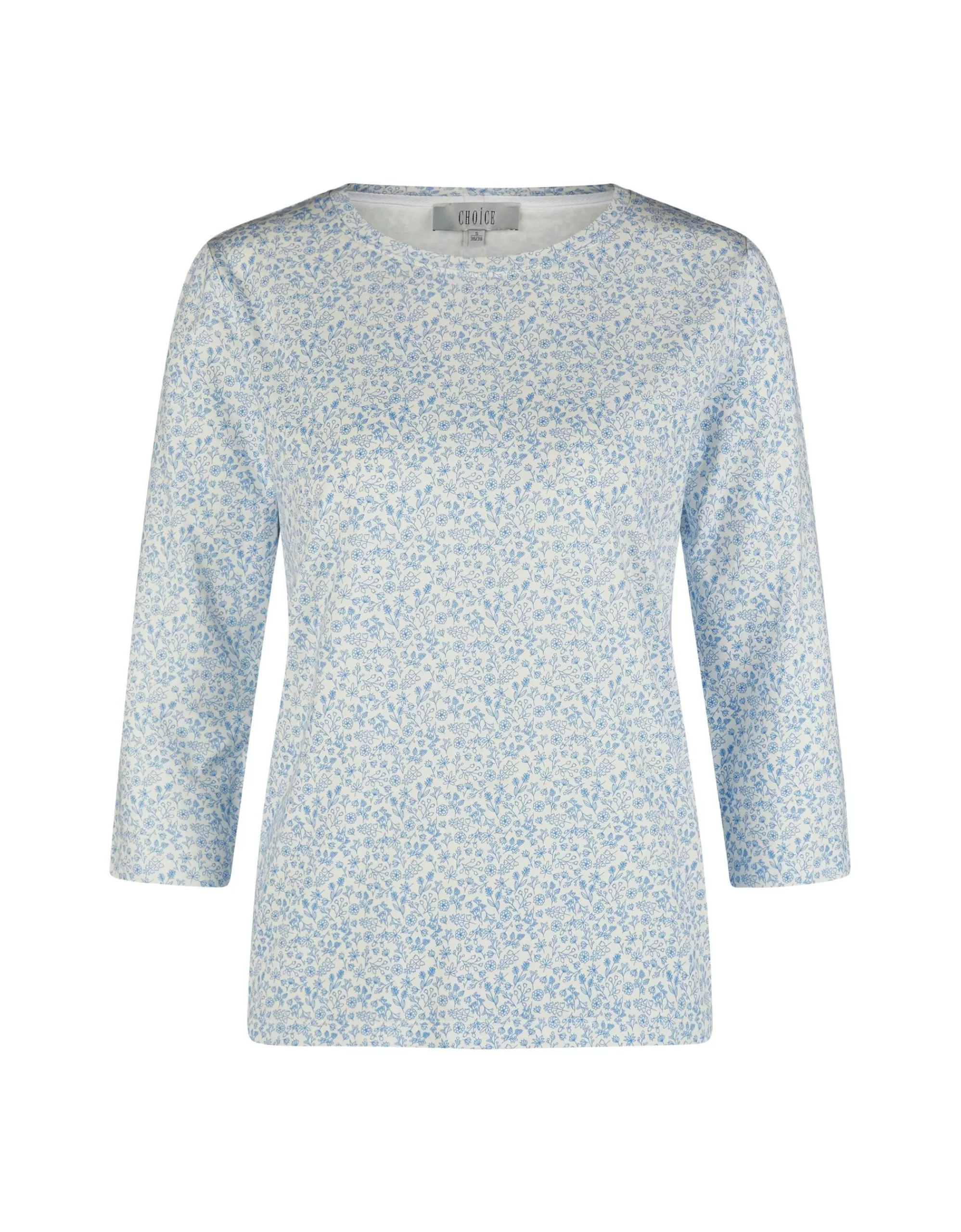 CHOiCE 3/4 Arm Shirt Mit Floralem Muster Weiß/Blau Flash Sale