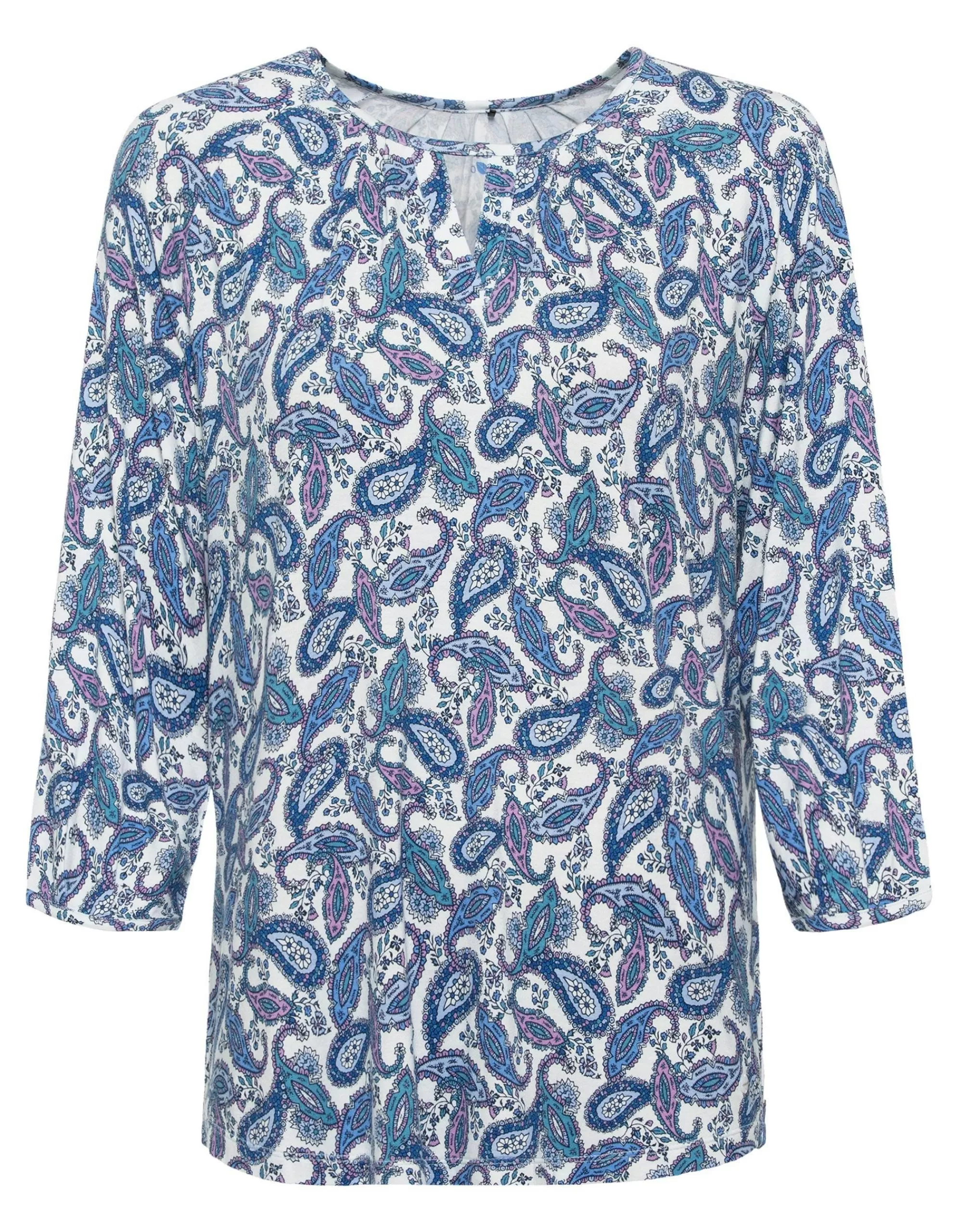 Olsen 3/4 Arm Shirt Mit Paisley Muster Blau/Rosa Hot