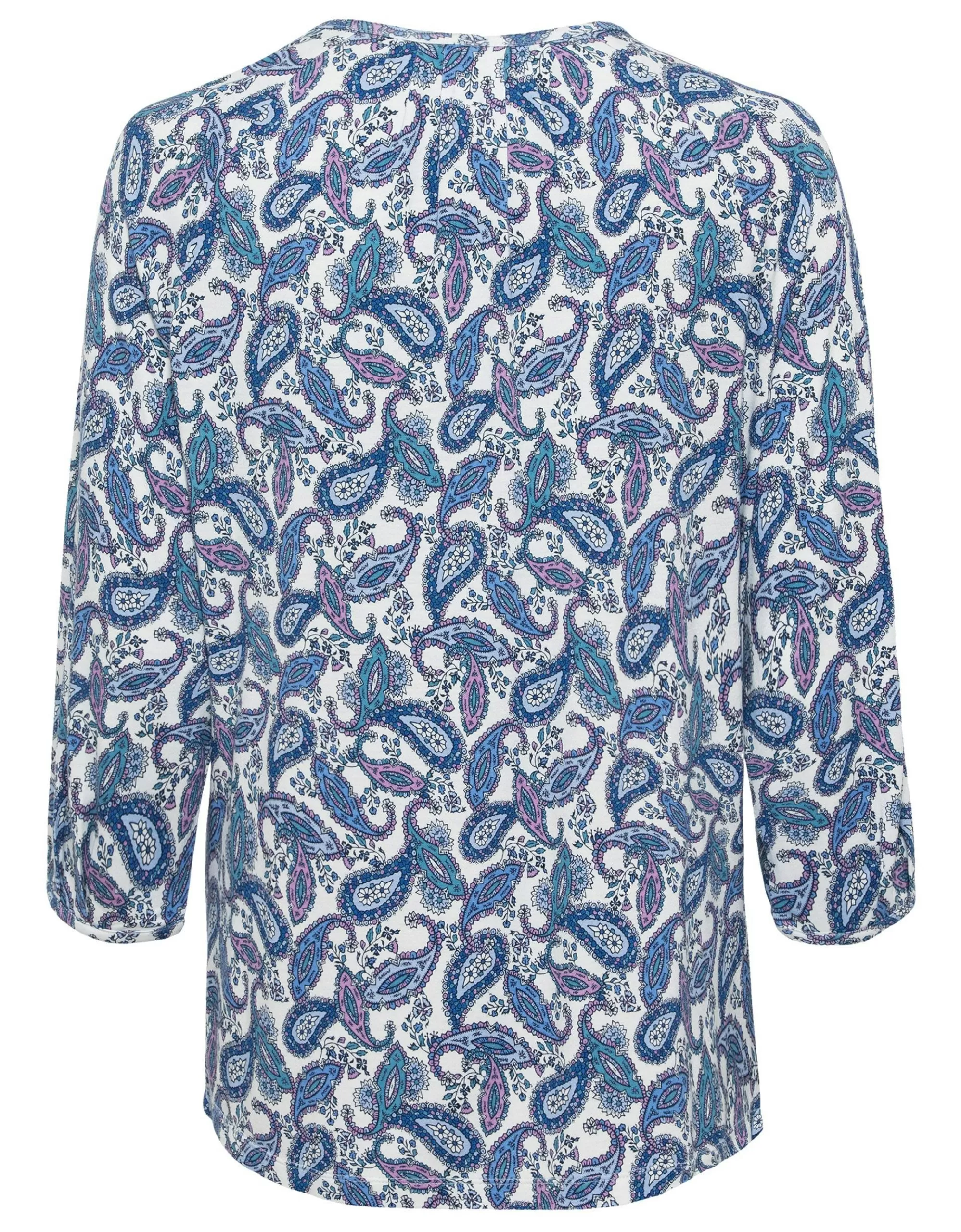 Olsen 3/4 Arm Shirt Mit Paisley Muster Blau/Rosa Hot