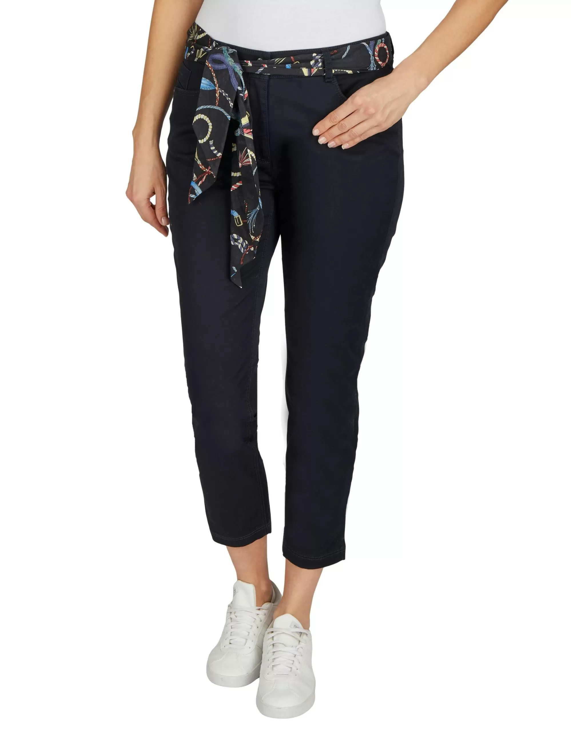 Bexleys woman 7/8 Jeanshose Mit Gemustertes-Bindeband Navy Cheap