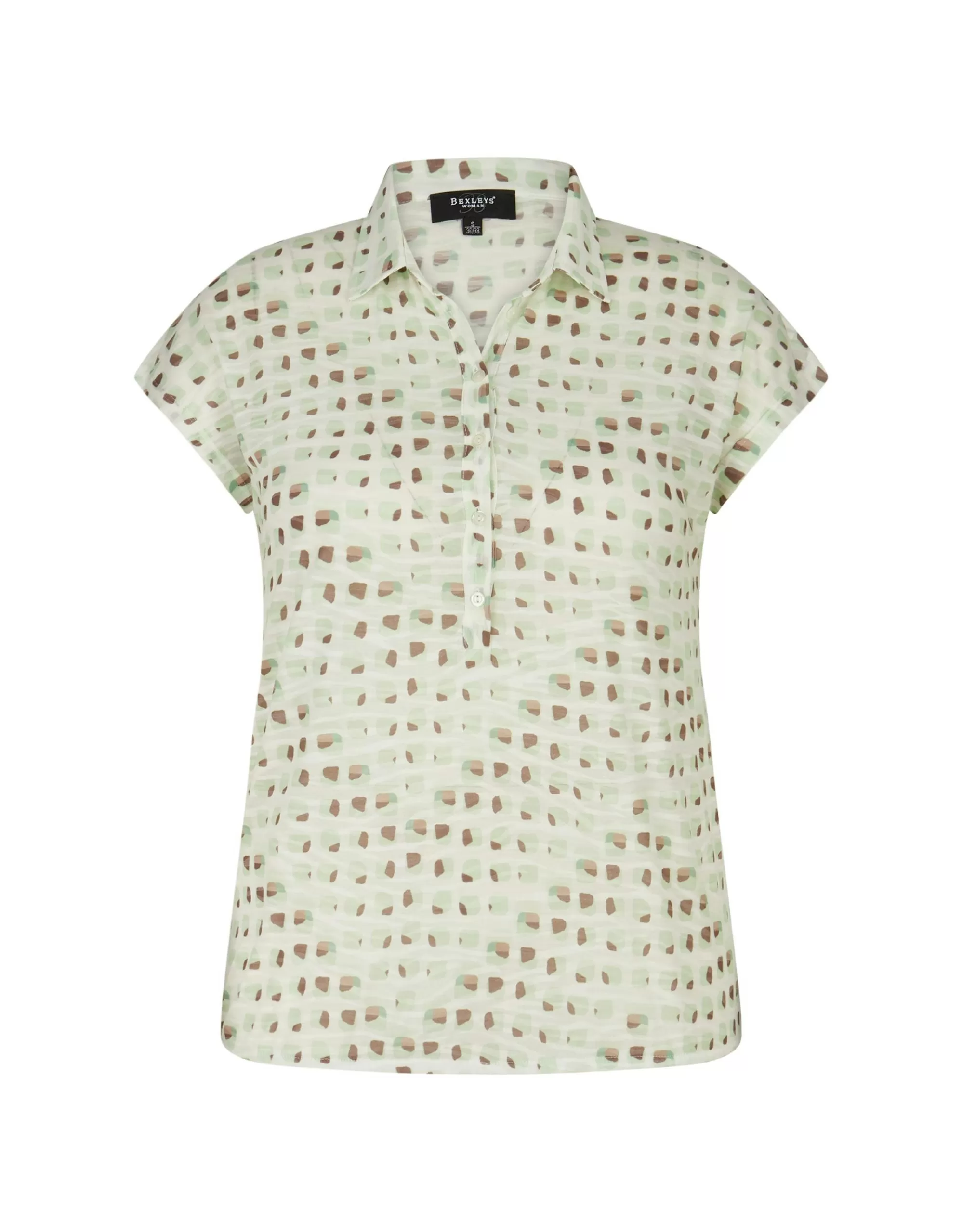 Bexleys woman Ausbrenner Poloshirt Gemustert Beige/Grün Best