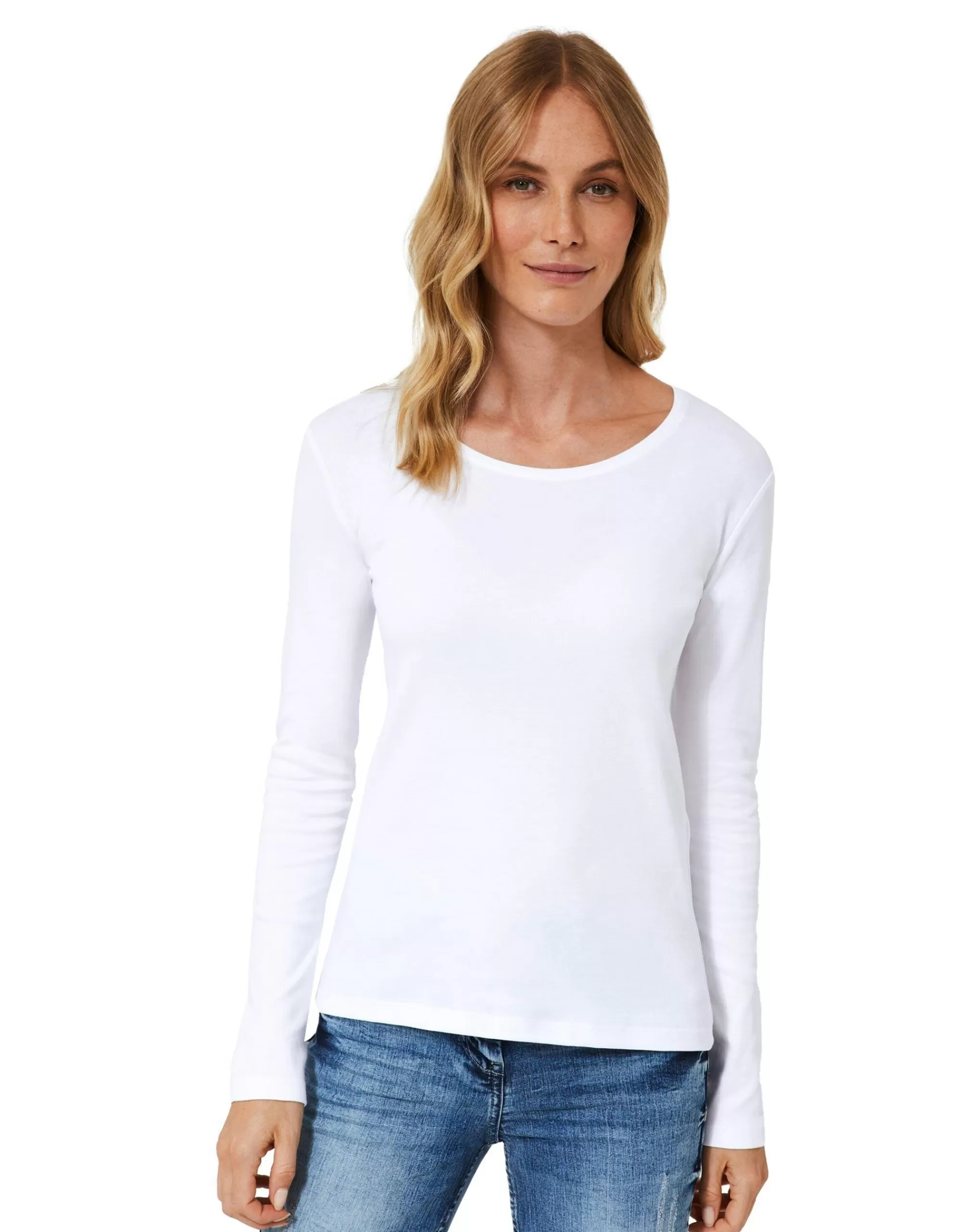 CECIL Basic Langarmshirt Weiß Cheap