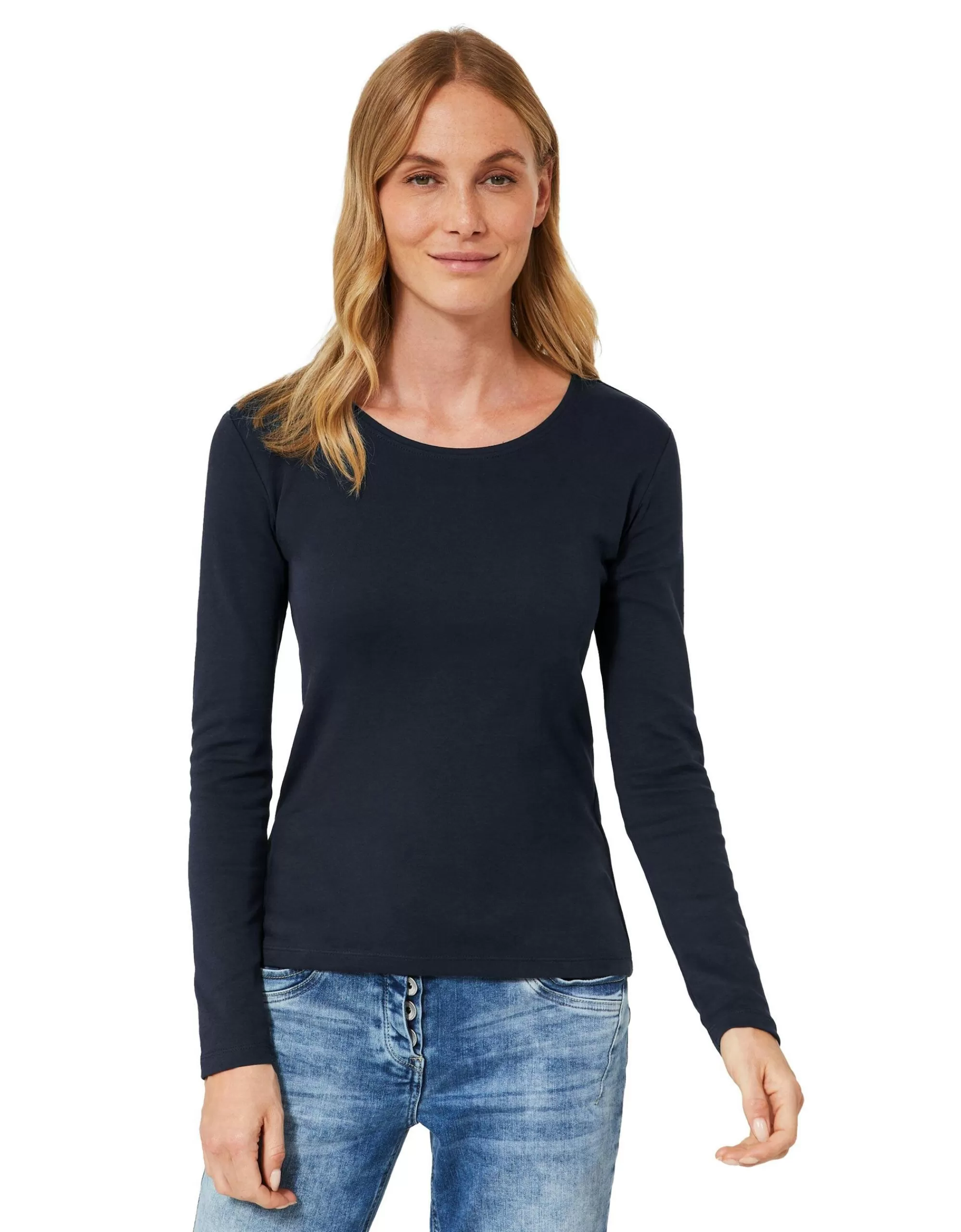 CECIL Basic Langarmshirt Dunkelblau Cheap