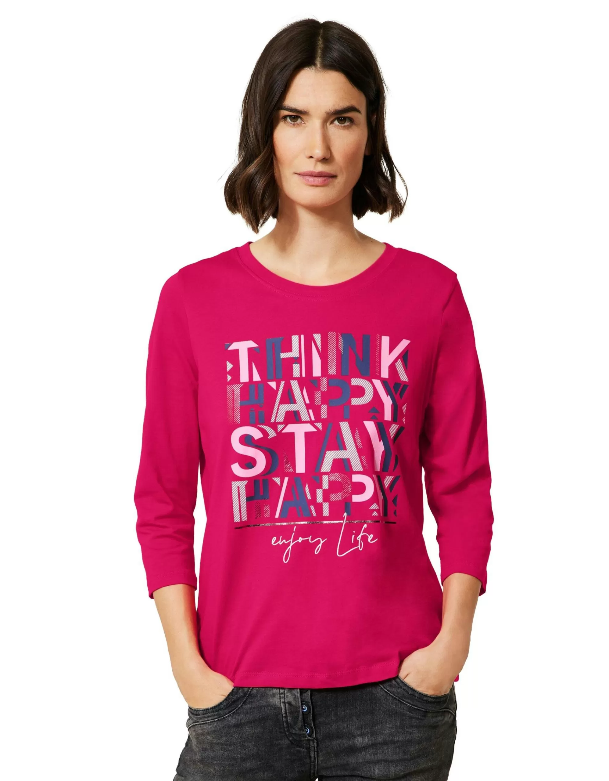 CECIL Basic Shirt Mit Frontprint Pink Clearance