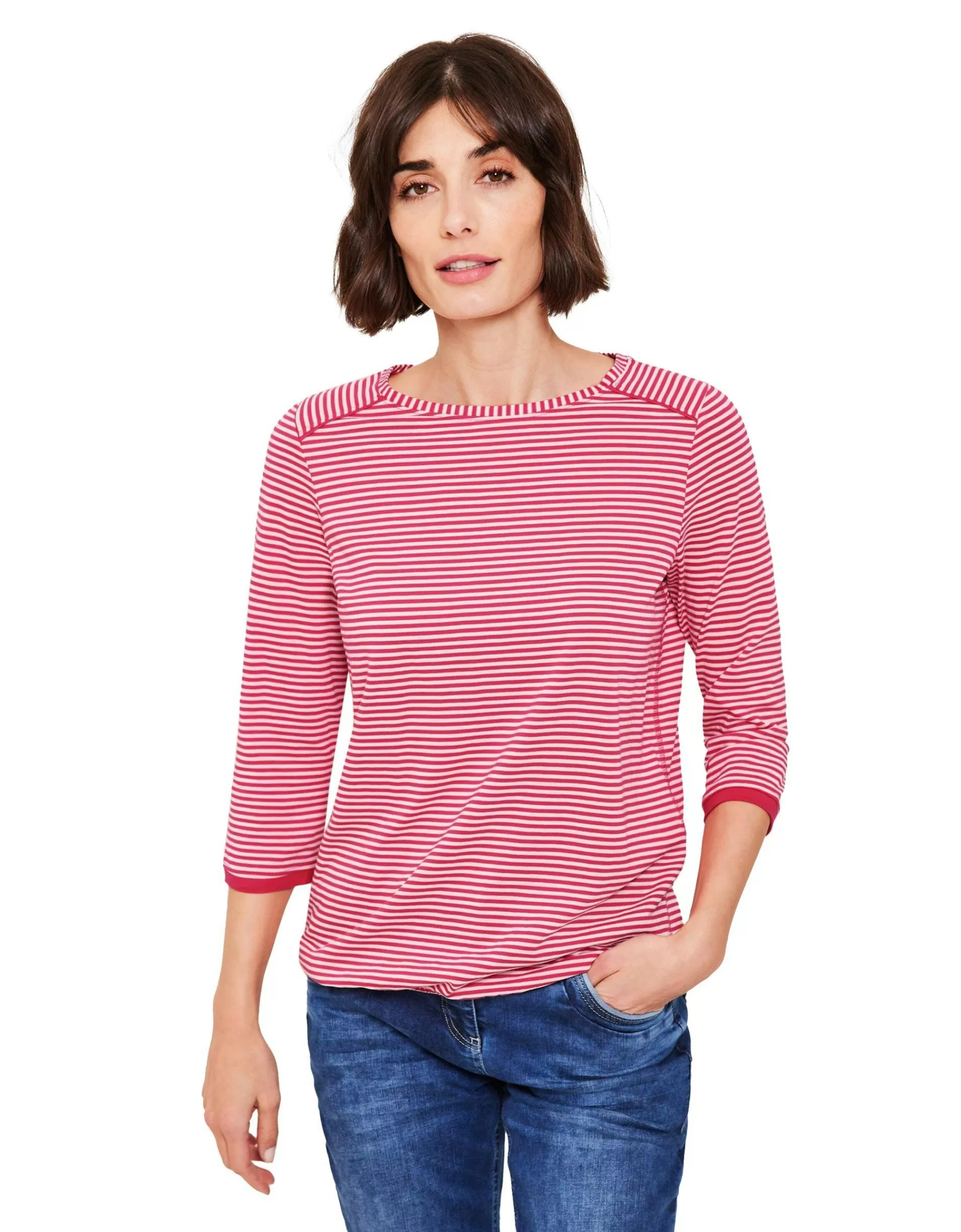 CECIL Basic Streifenshirt Pink Best Sale