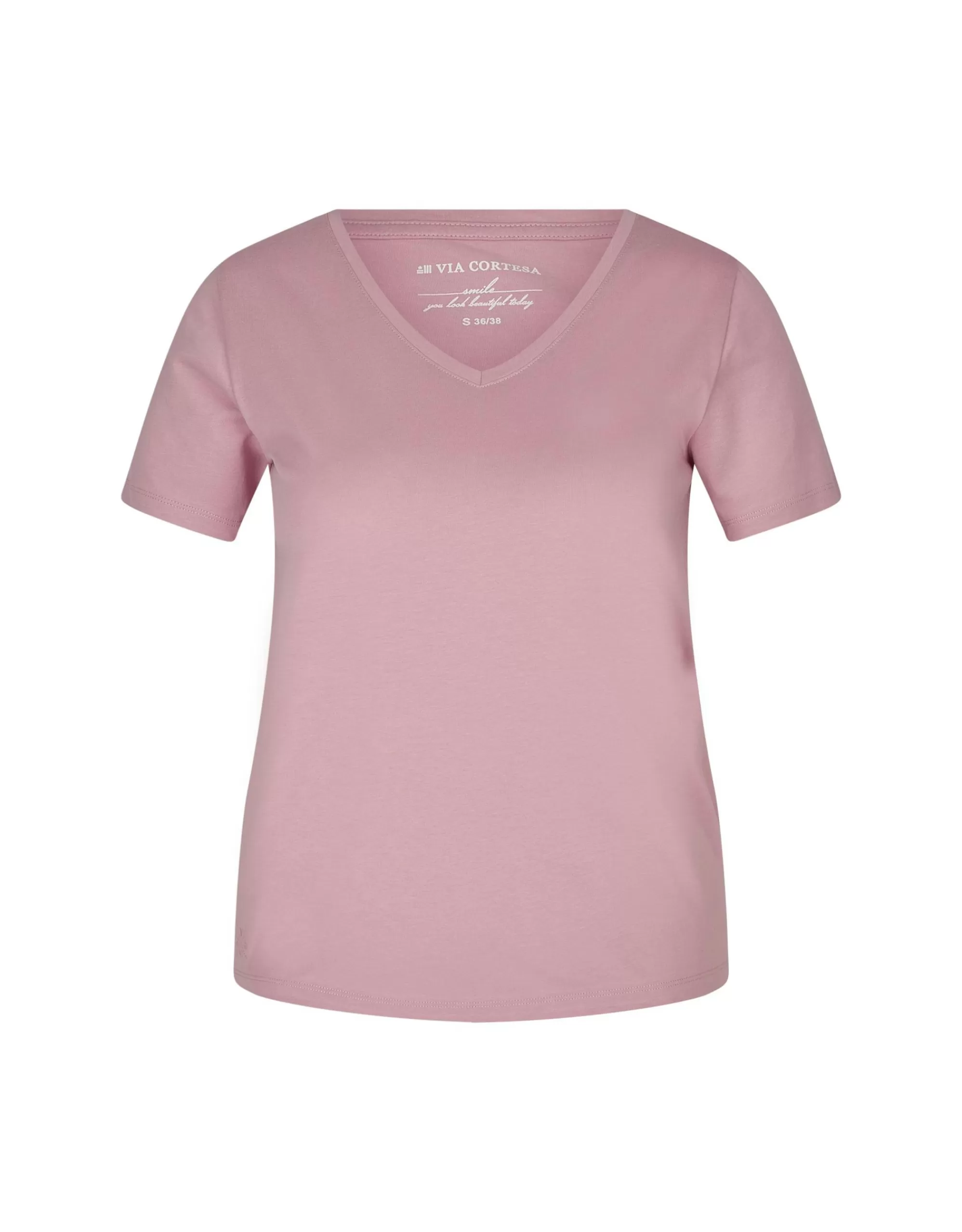 Via Cortesa Basic T-Shirt Rose Cheap