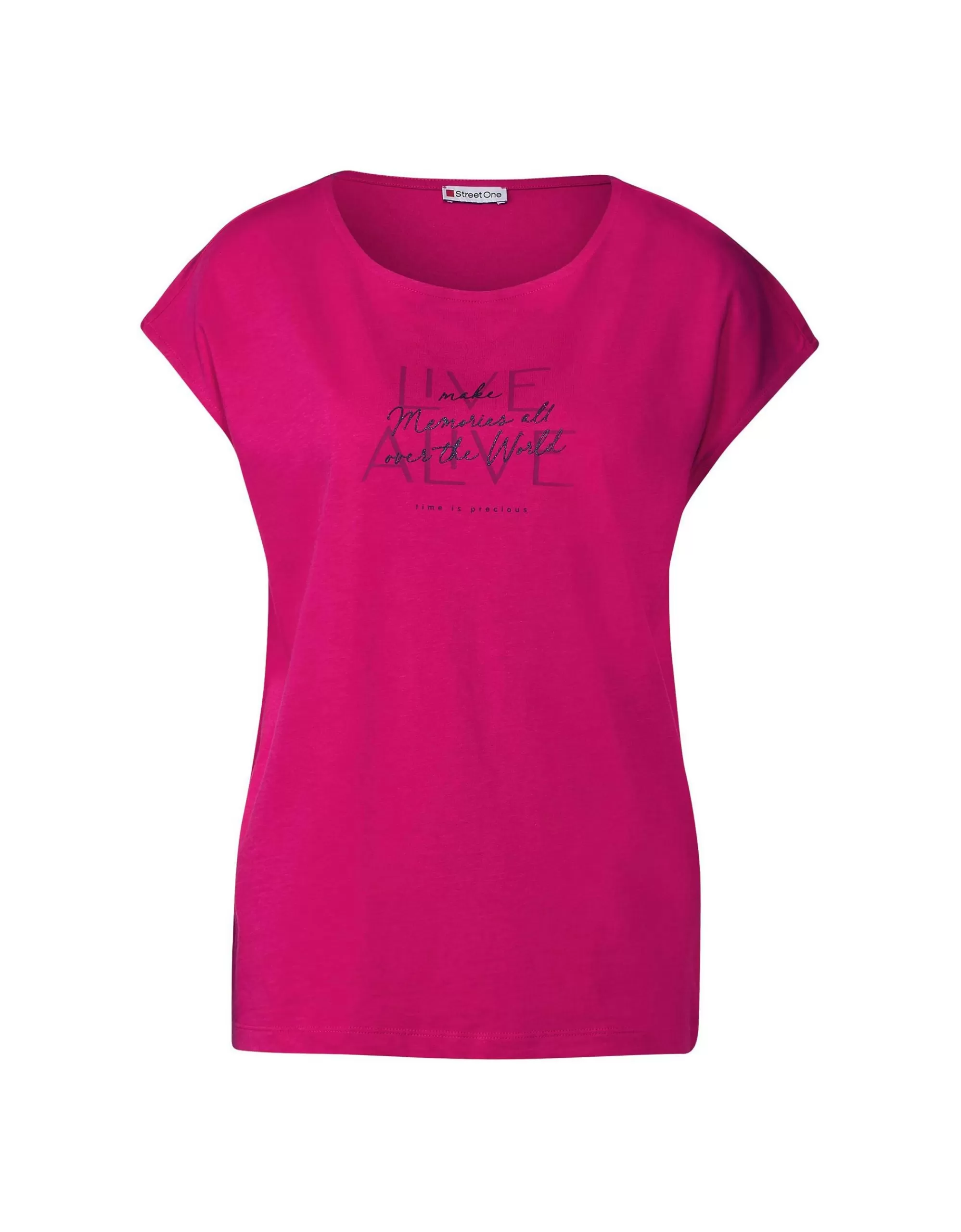 Street One Basic T-Shirt Mit Wording Pink Hot