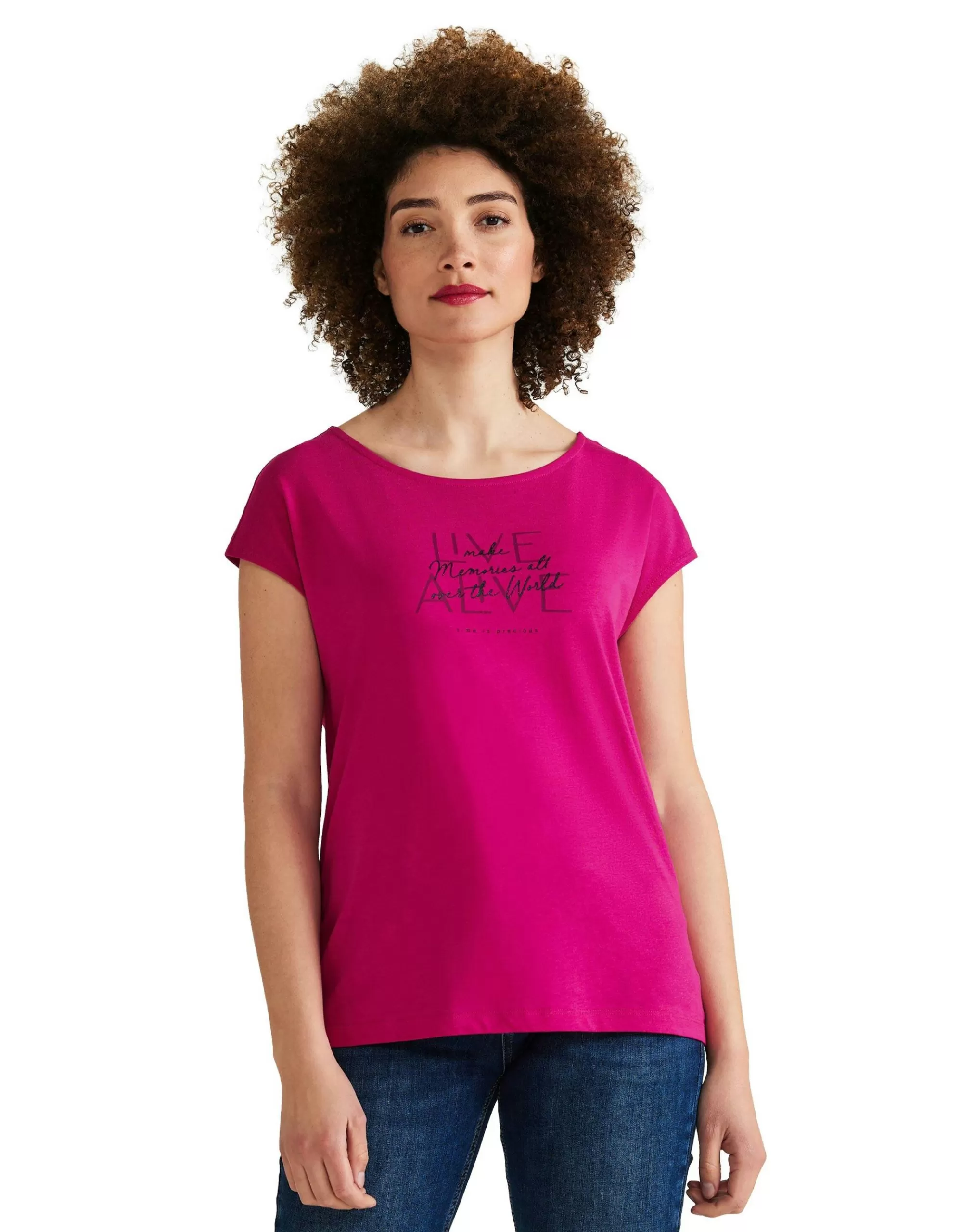 Street One Basic T-Shirt Mit Wording Pink Hot