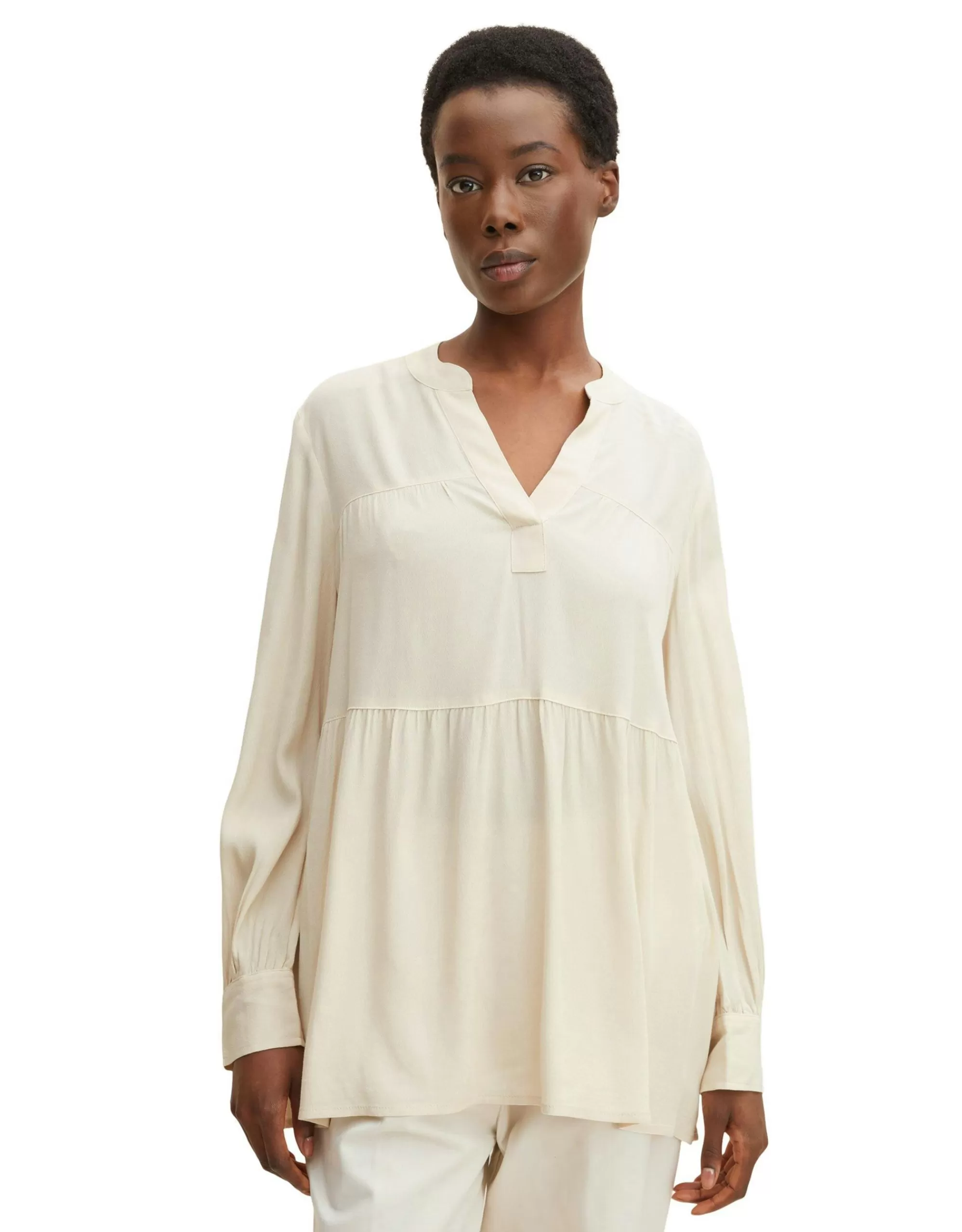 TOM TAILOR Bluse Mit Raffung Creme Flash Sale