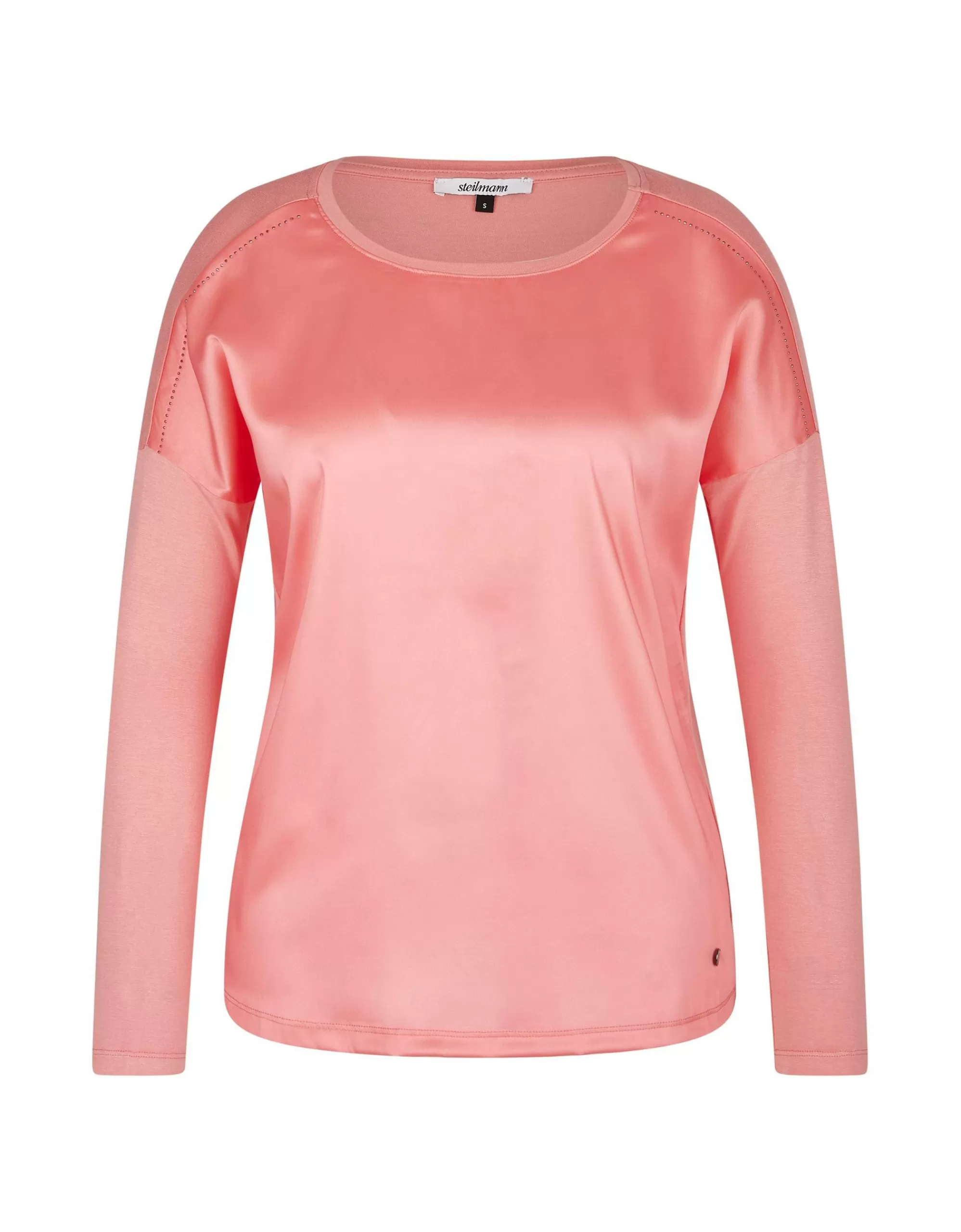 Steilmann Woman Blusenshirt Im Material-Mix Pfirsich Hot