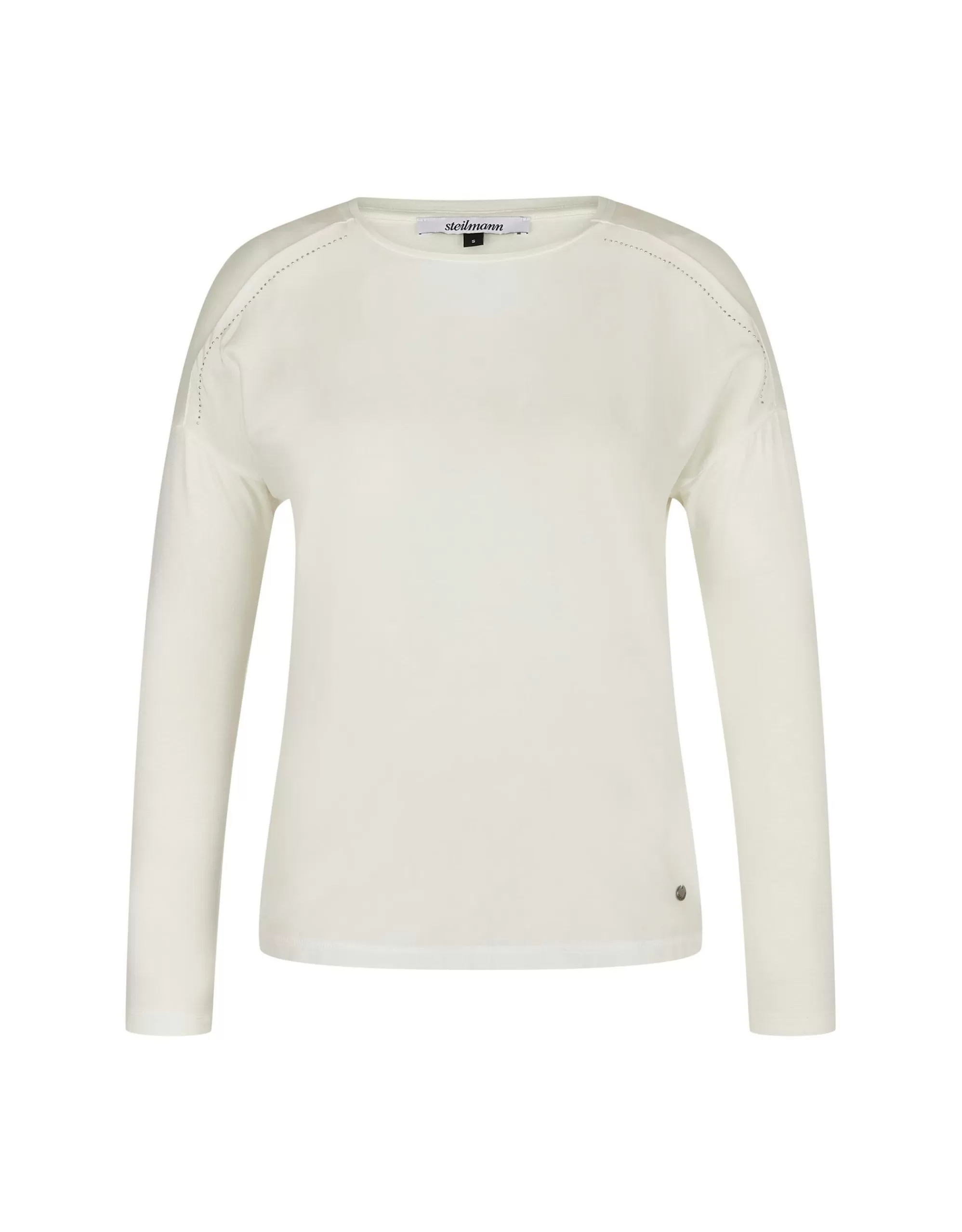 Steilmann Woman Blusenshirt Im Material-Mix Creme Cheap