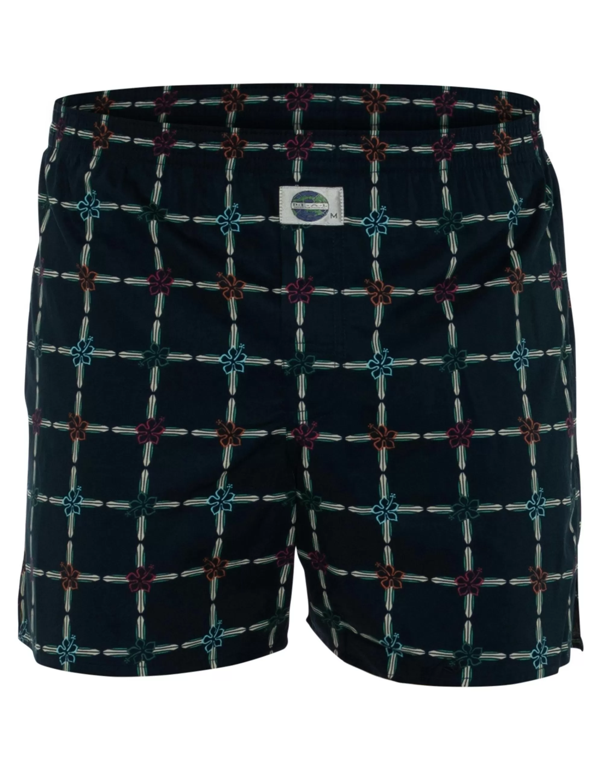 Boxershorts Mit Karo-Hawaiiblüten Muster-D.E.A.L. International Clearance