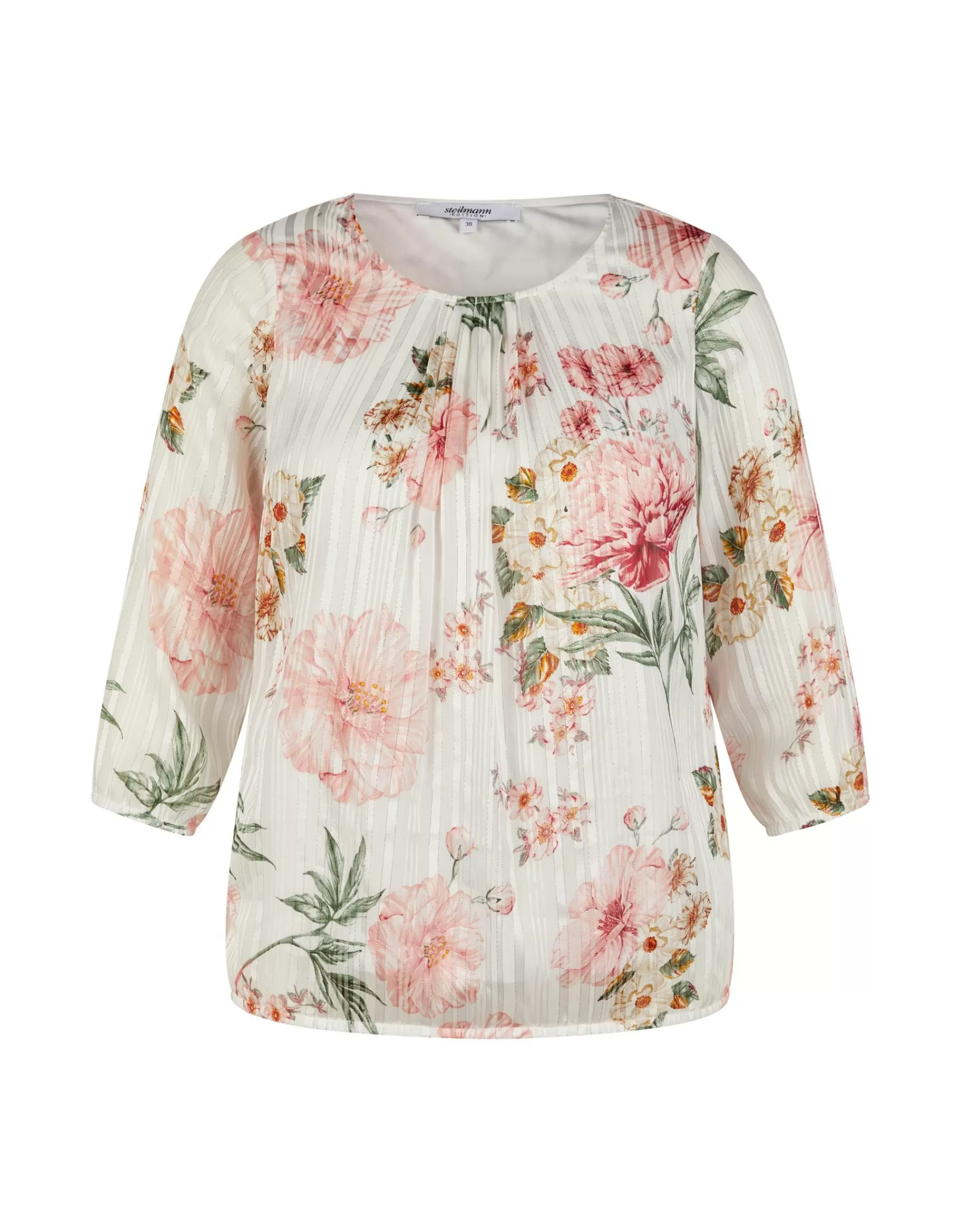 Steilmann Edition Chiffon-Bluse Mit Floralem Muster Rosa/Weiß Shop