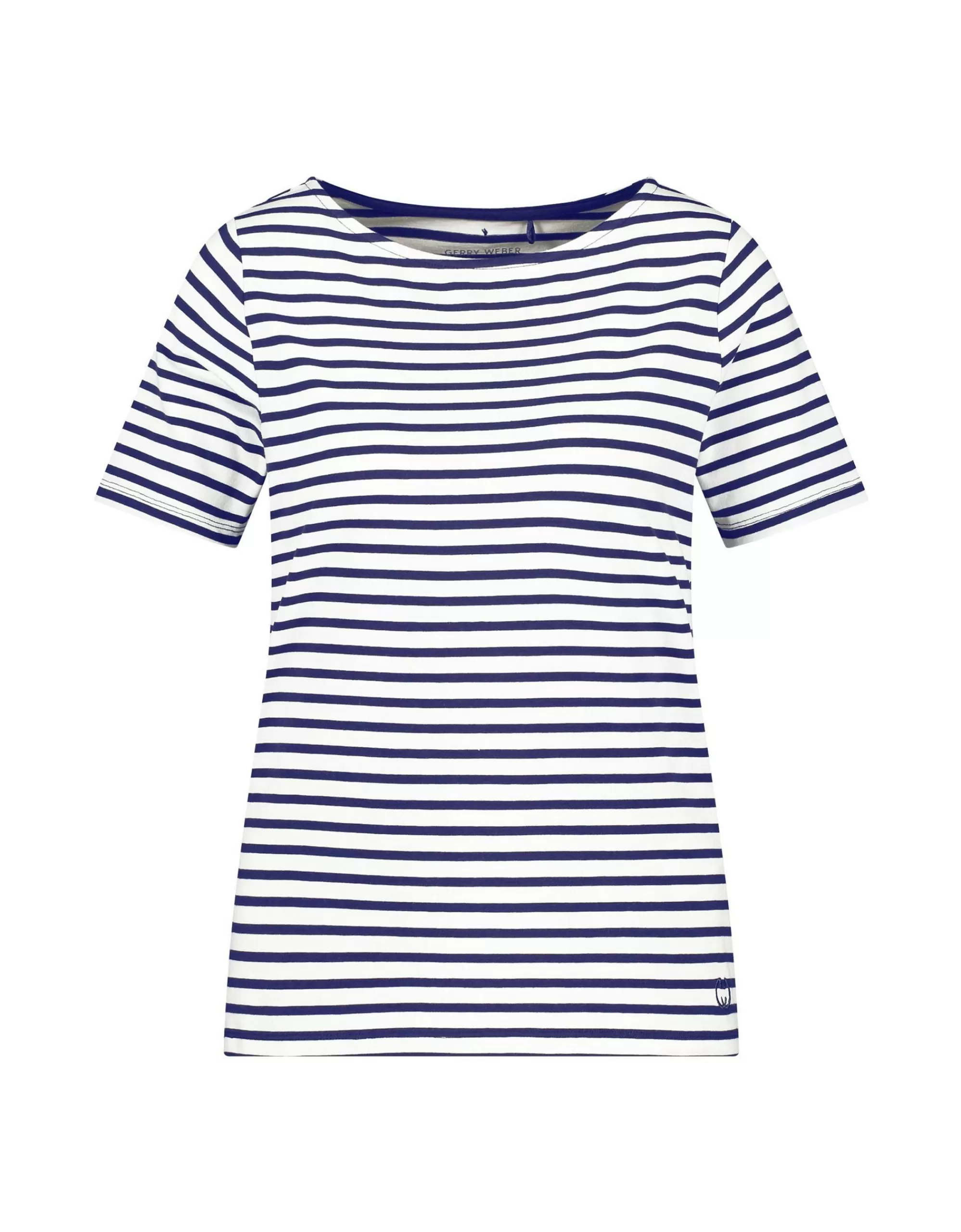 Gerry Weber Edition Gestreiftes Basic T-Shirt Marine/Weiß Outlet