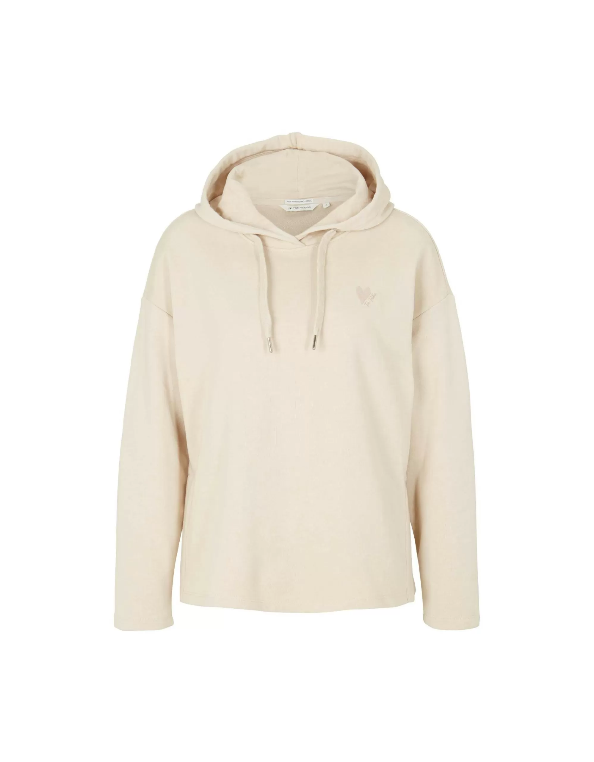 TOM TAILOR Hoodie Mit Stickerei Und Bio-Baumwolle Creme Fashion