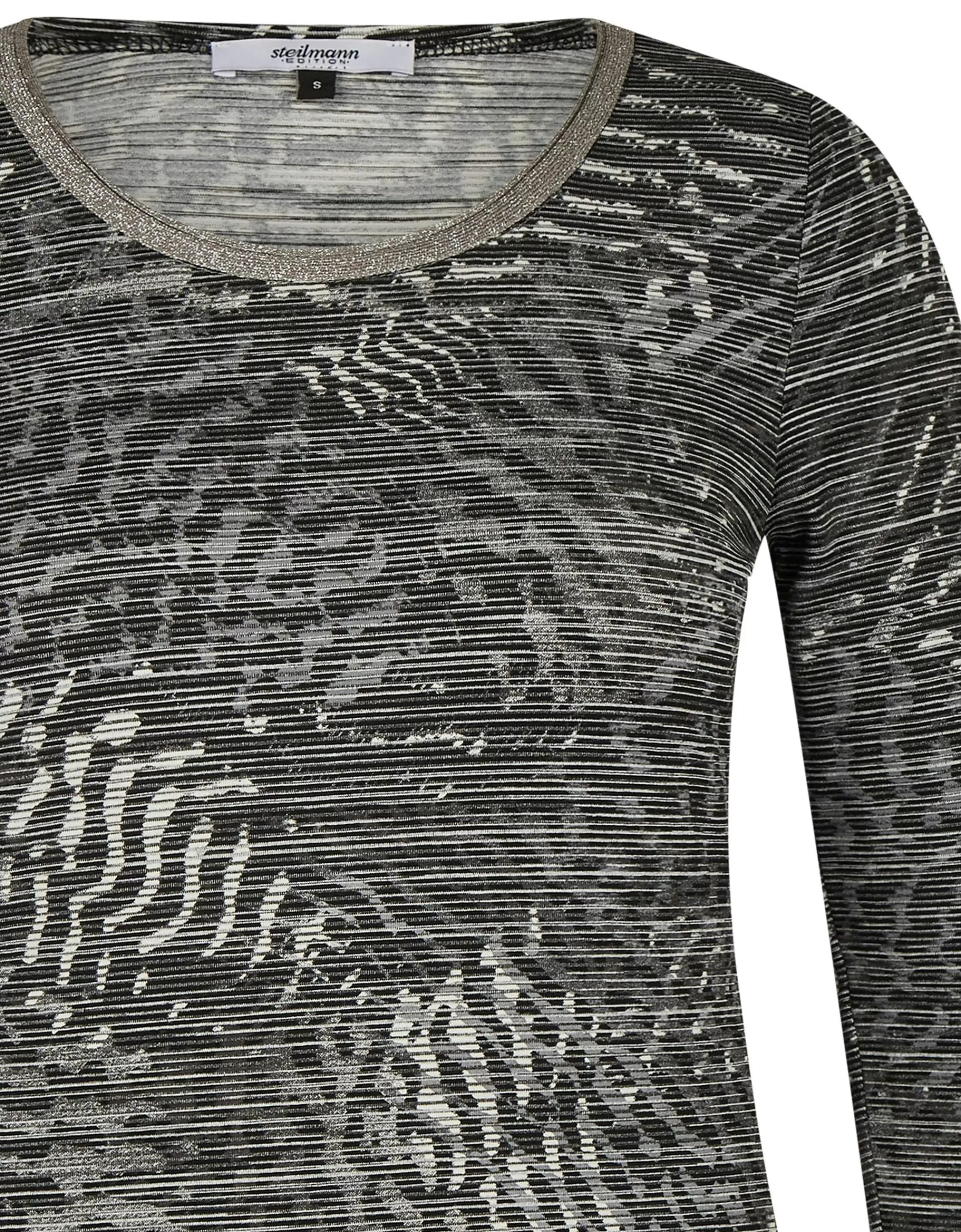 Steilmann Edition Jacquard Langarm-Shirt Schwarz/Grau Best Sale