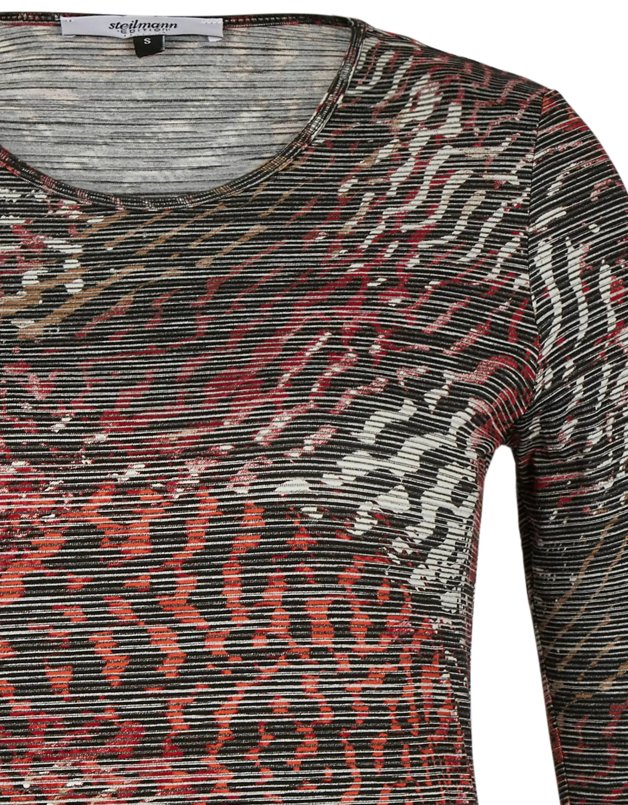 Steilmann Edition Jacquard Langarm-Shirt Schwarz/Rot Store