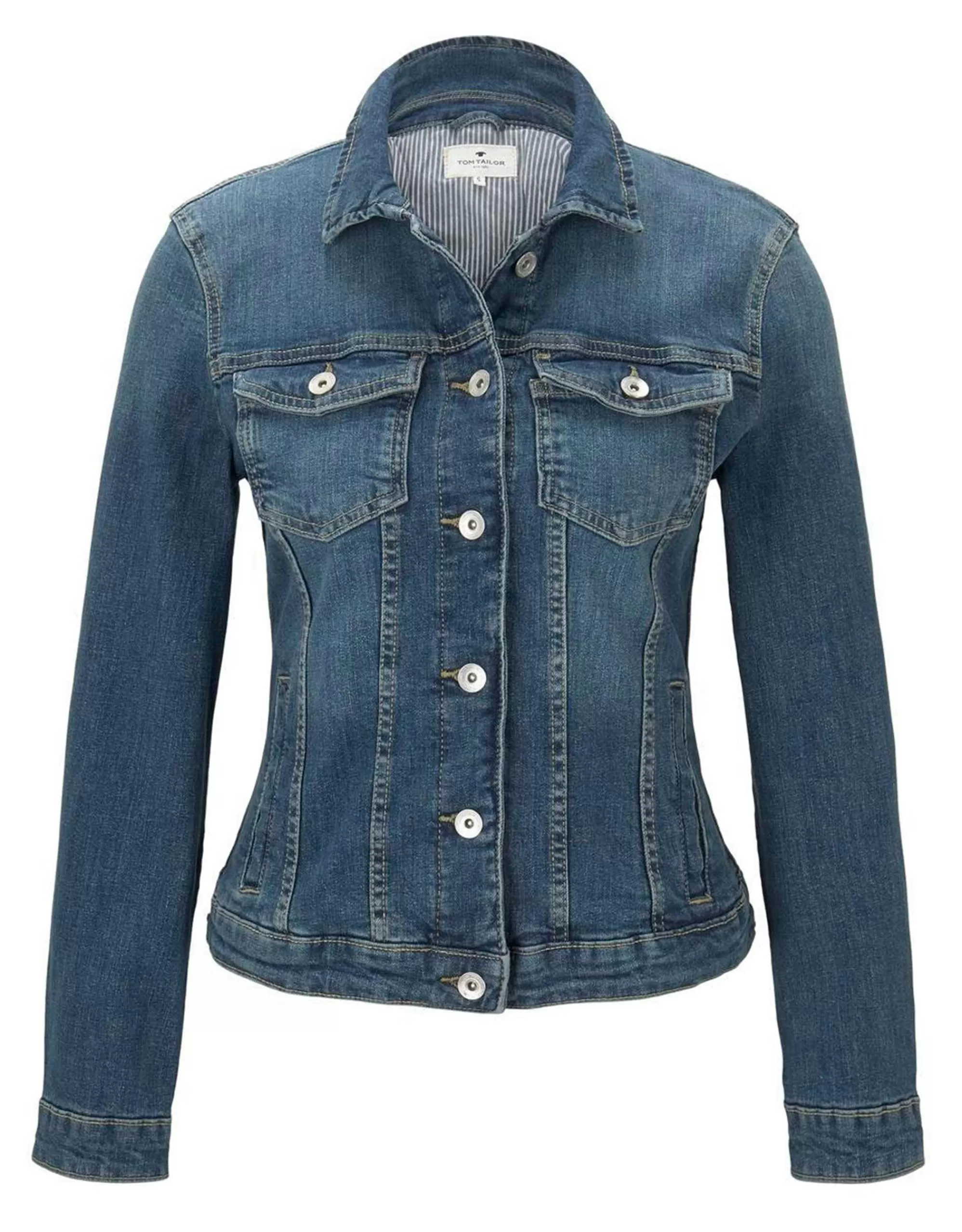 TOM TAILOR Jeansjacke Aus Feinem Strukturdenim Mittelblau Fashion