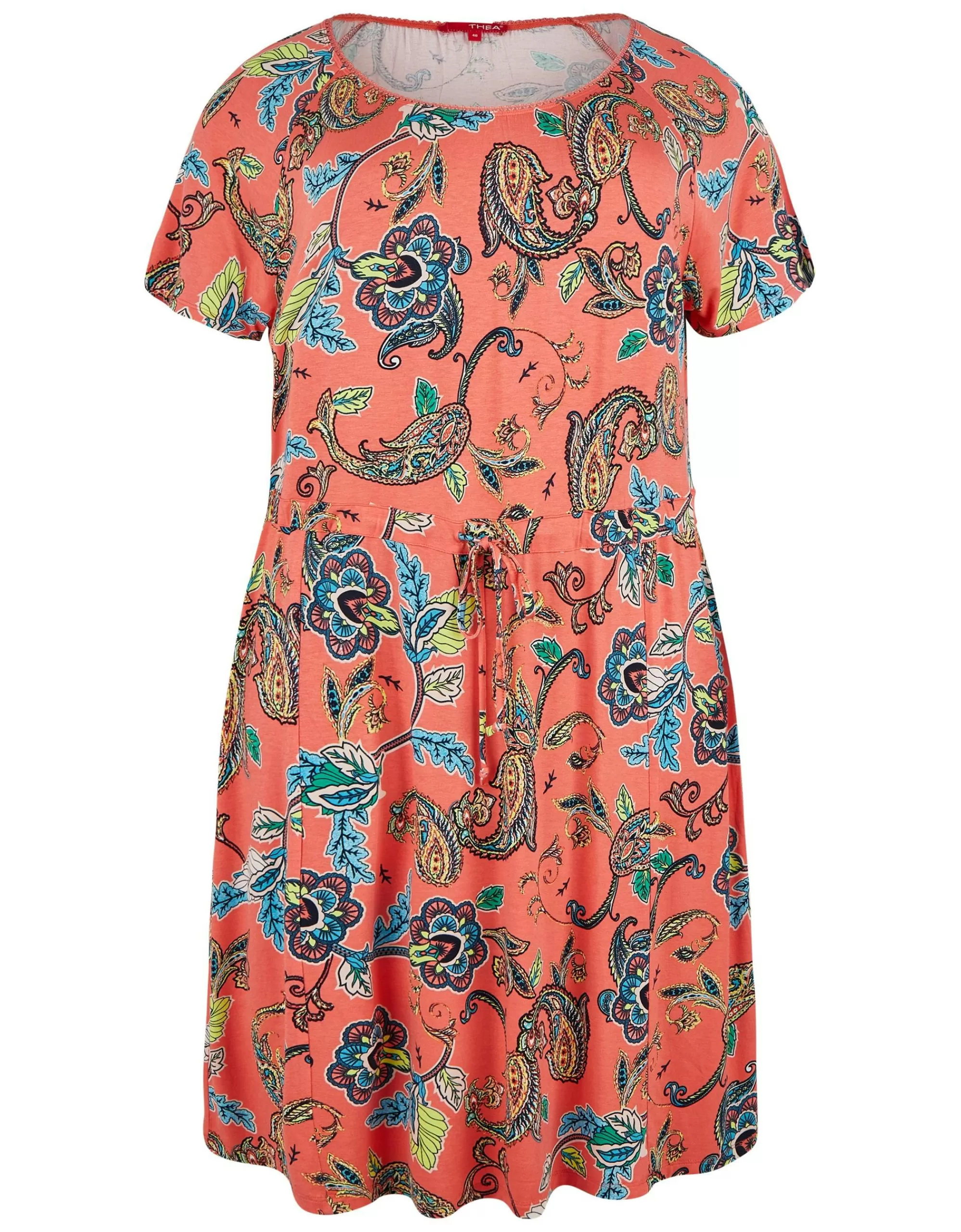 Thea Jerseykleid Mit Paisley Druck Apricot/Blau/Gelb Shop