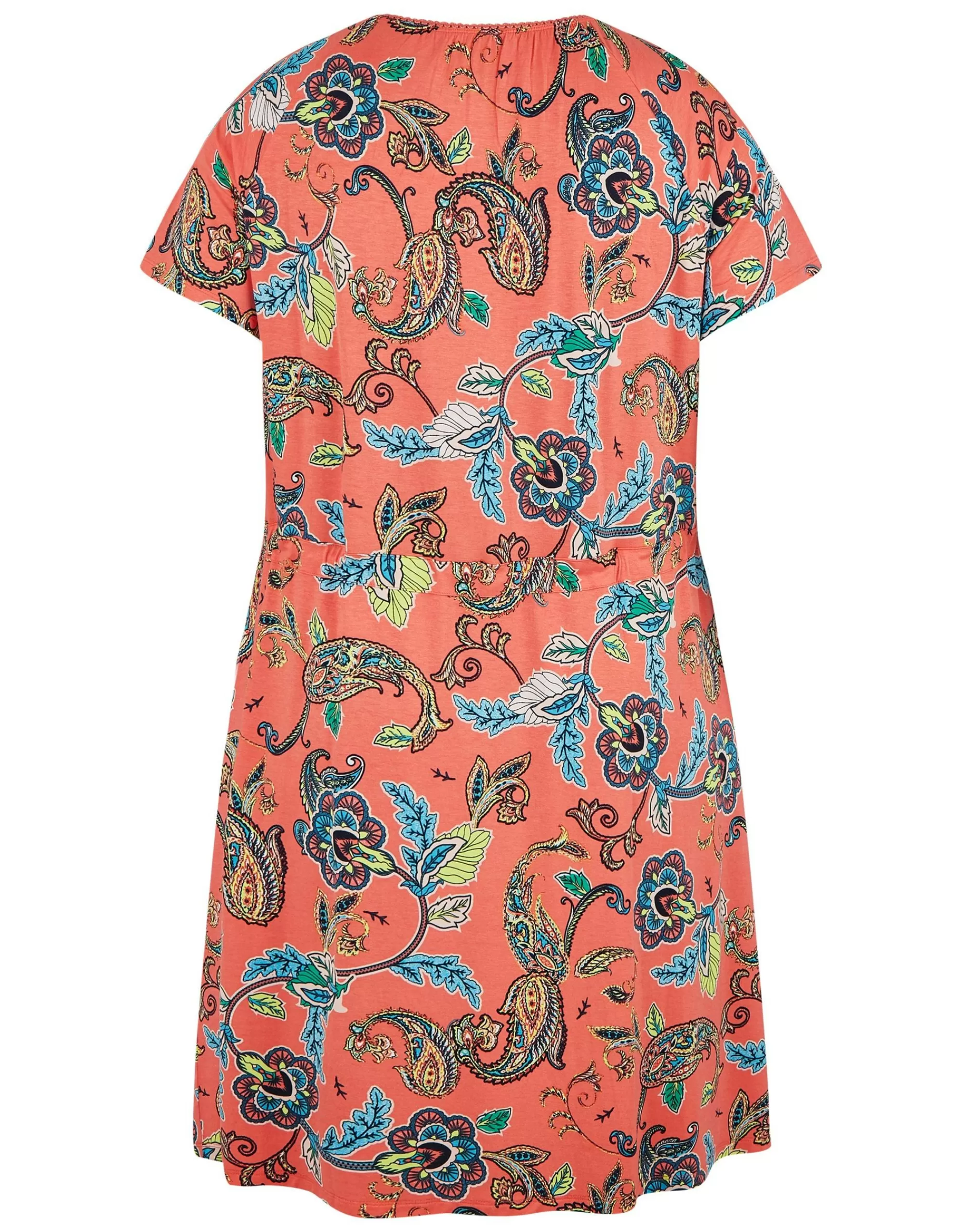 Thea Jerseykleid Mit Paisley Druck Apricot/Blau/Gelb Shop