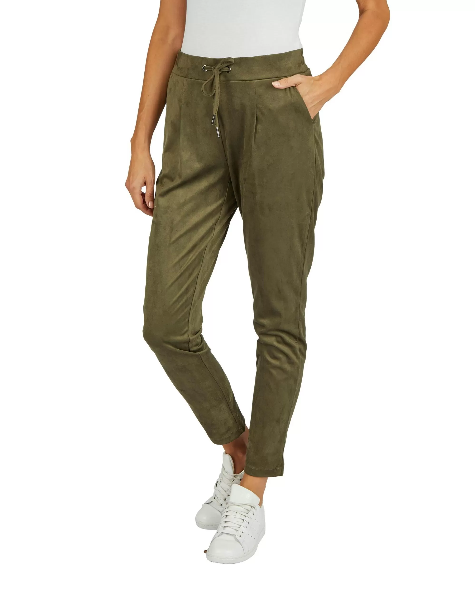 My Own Essentials Joggpant In Velourslederimitat Khaki Cheap