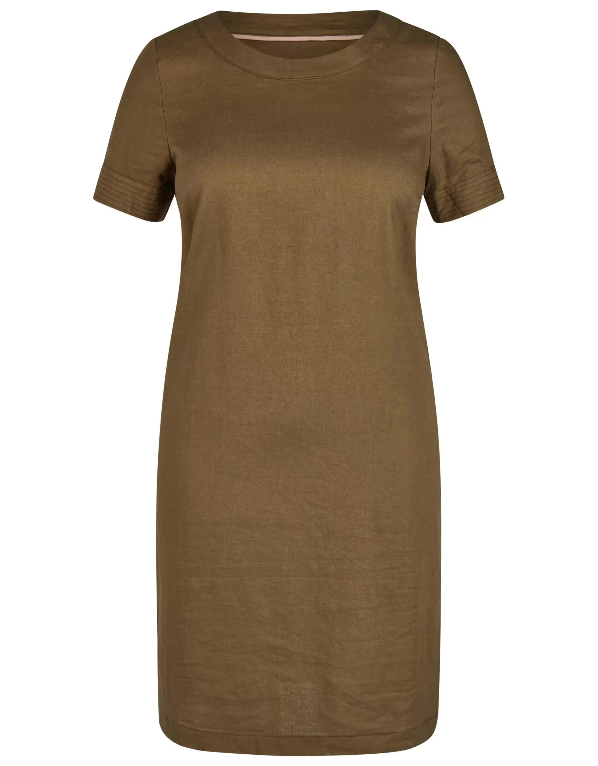 Steilmann Edition Knielanges Kleid Aus Leinen/Viskose-Mix Khaki Fashion