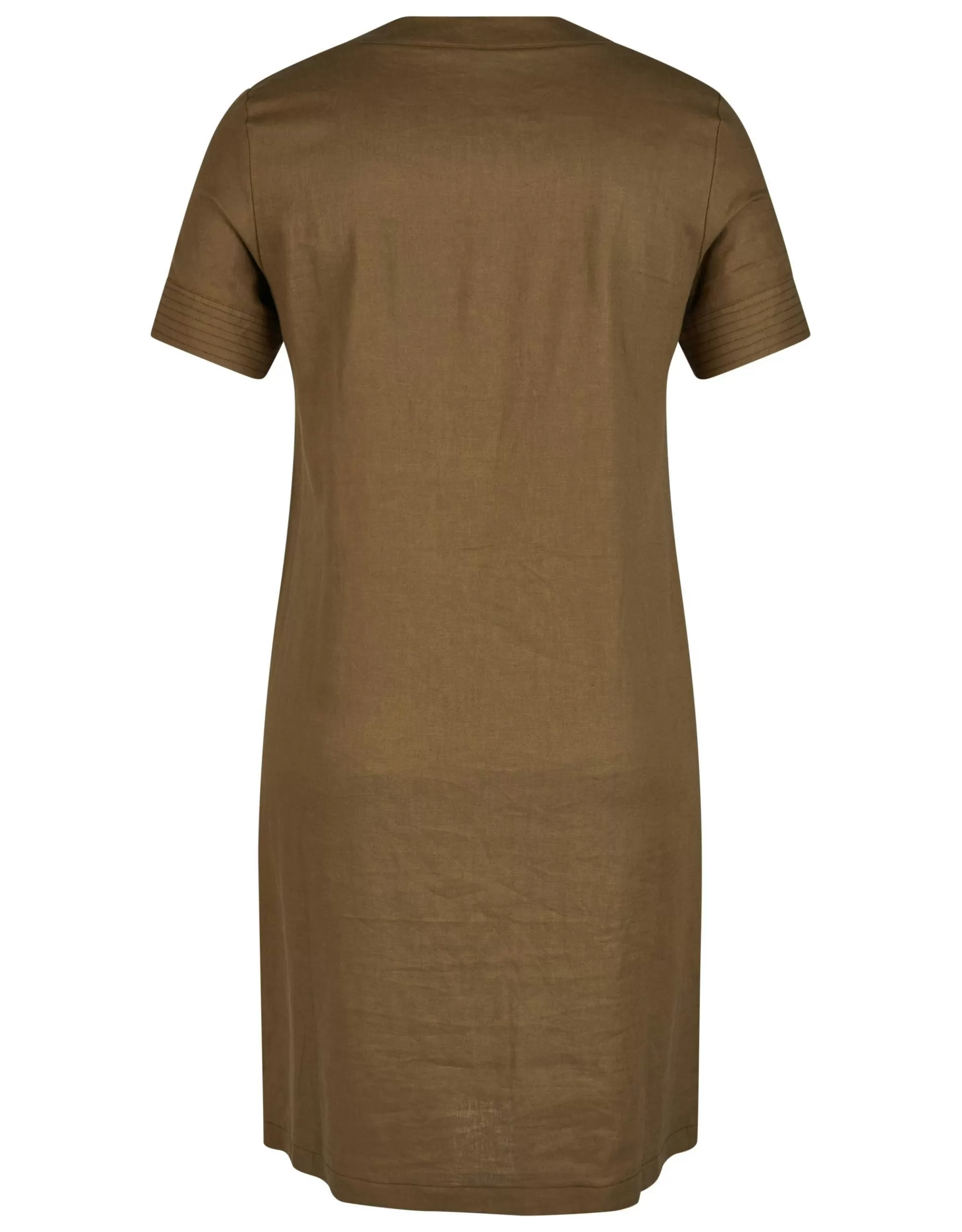 Steilmann Edition Knielanges Kleid Aus Leinen/Viskose-Mix Khaki Fashion