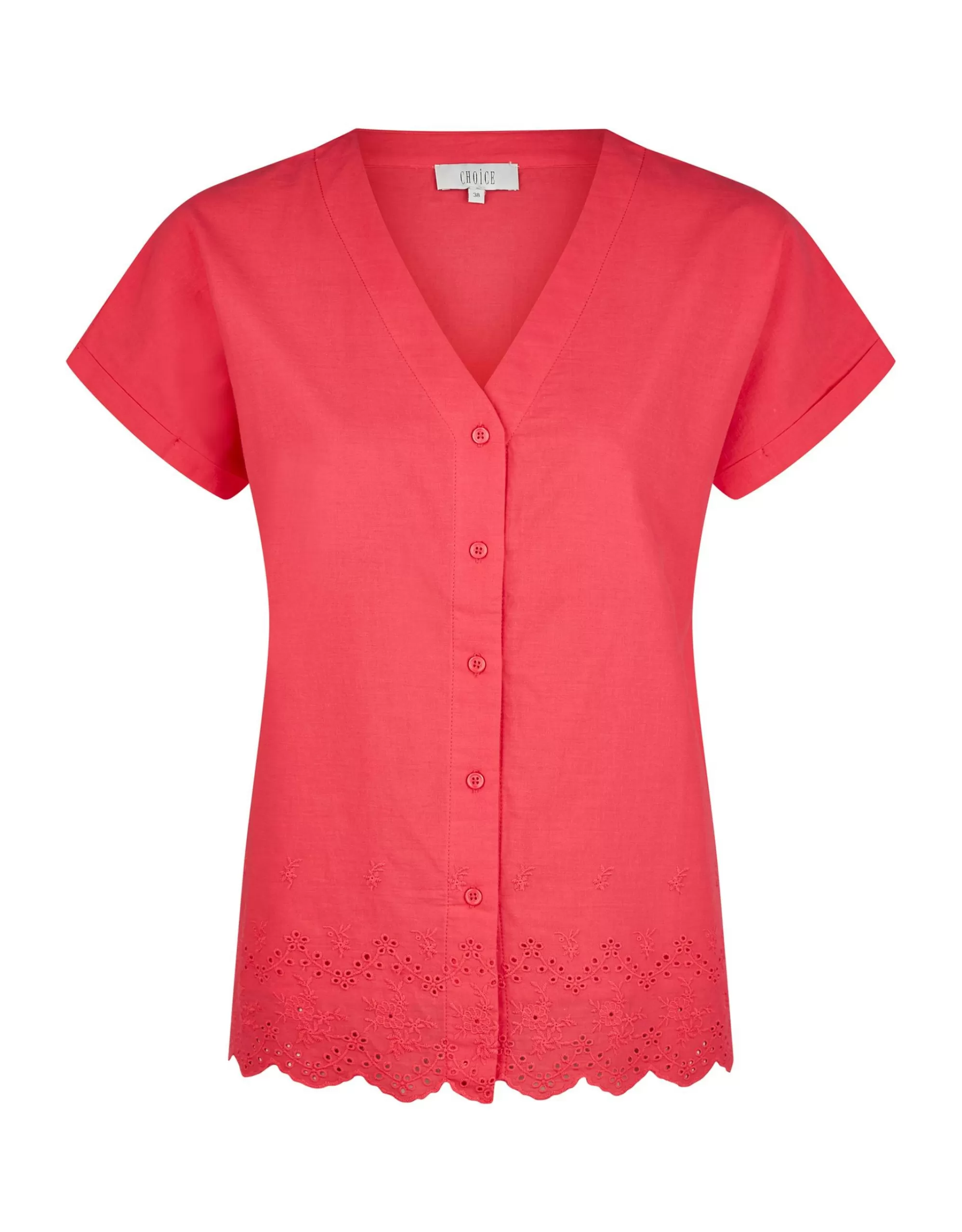 CHOiCE Kurzarm Bluse Mit Lochstickerei Pink Best