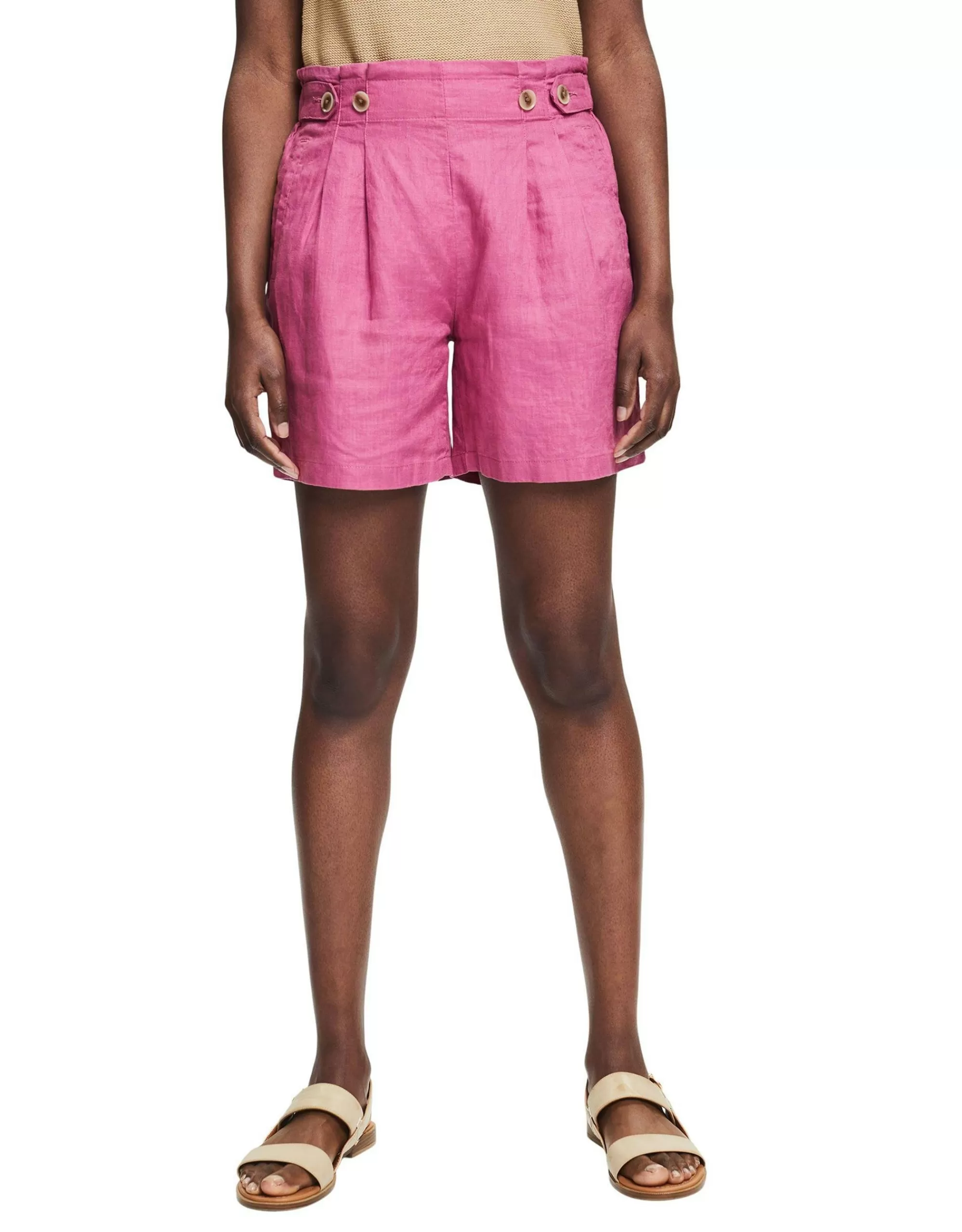 Esprit Kurze Hose Aus 100% Leinen Pink Fashion