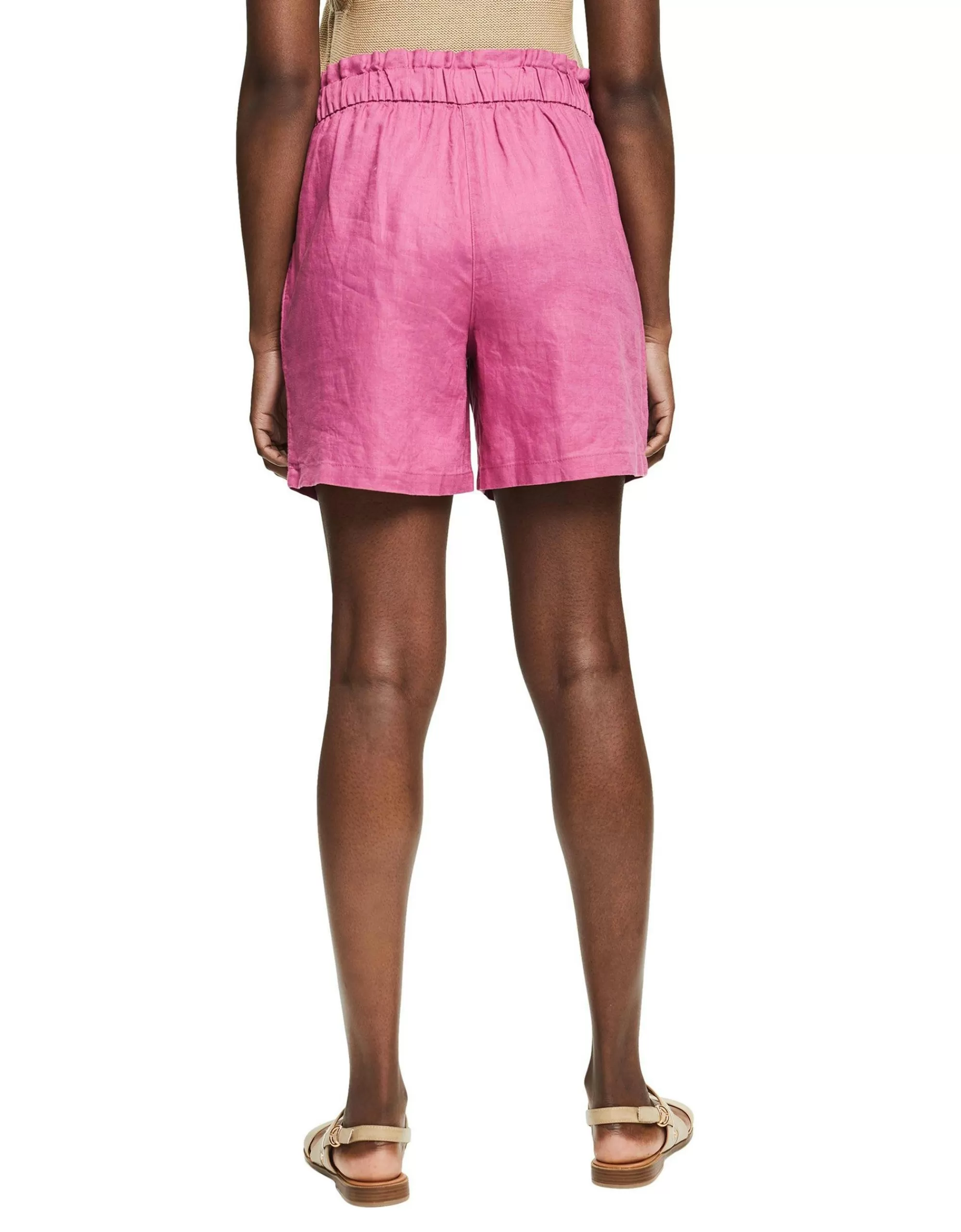 Esprit Kurze Hose Aus 100% Leinen Pink Fashion