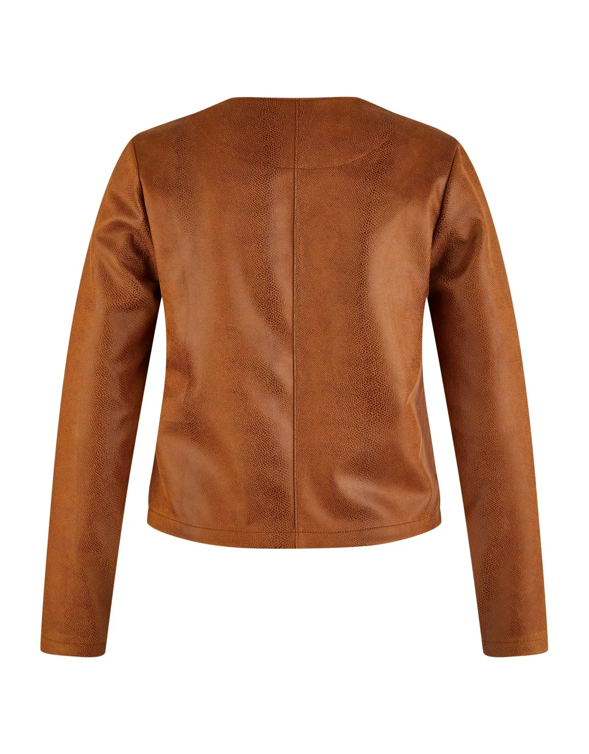 Choice Essentials Kurzjacke In Leder-Optik Und Reptilprägung Cognac Best