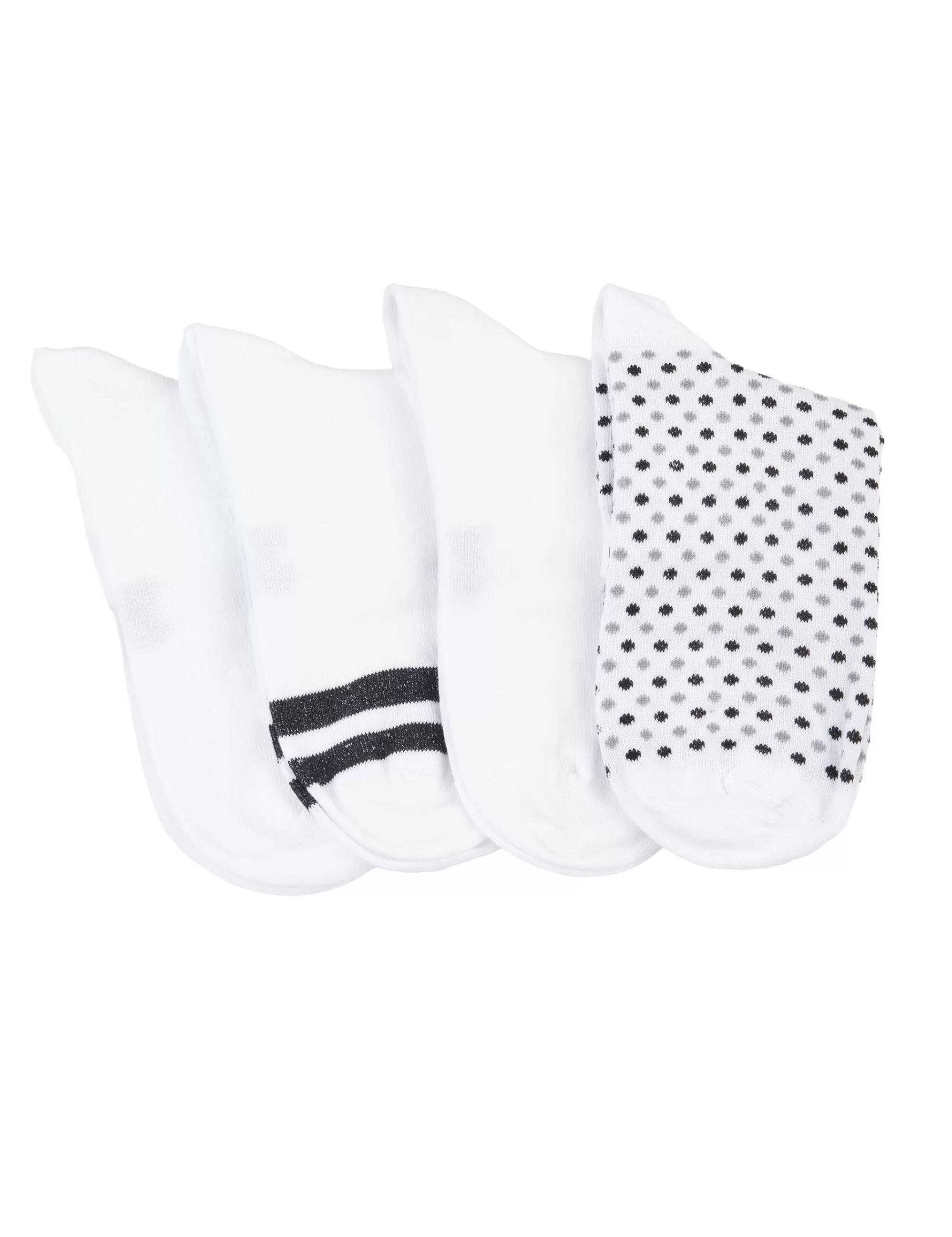 Adler Collection Kurzschaftsocken 4Er Pack, Gemustert Weiß Discount