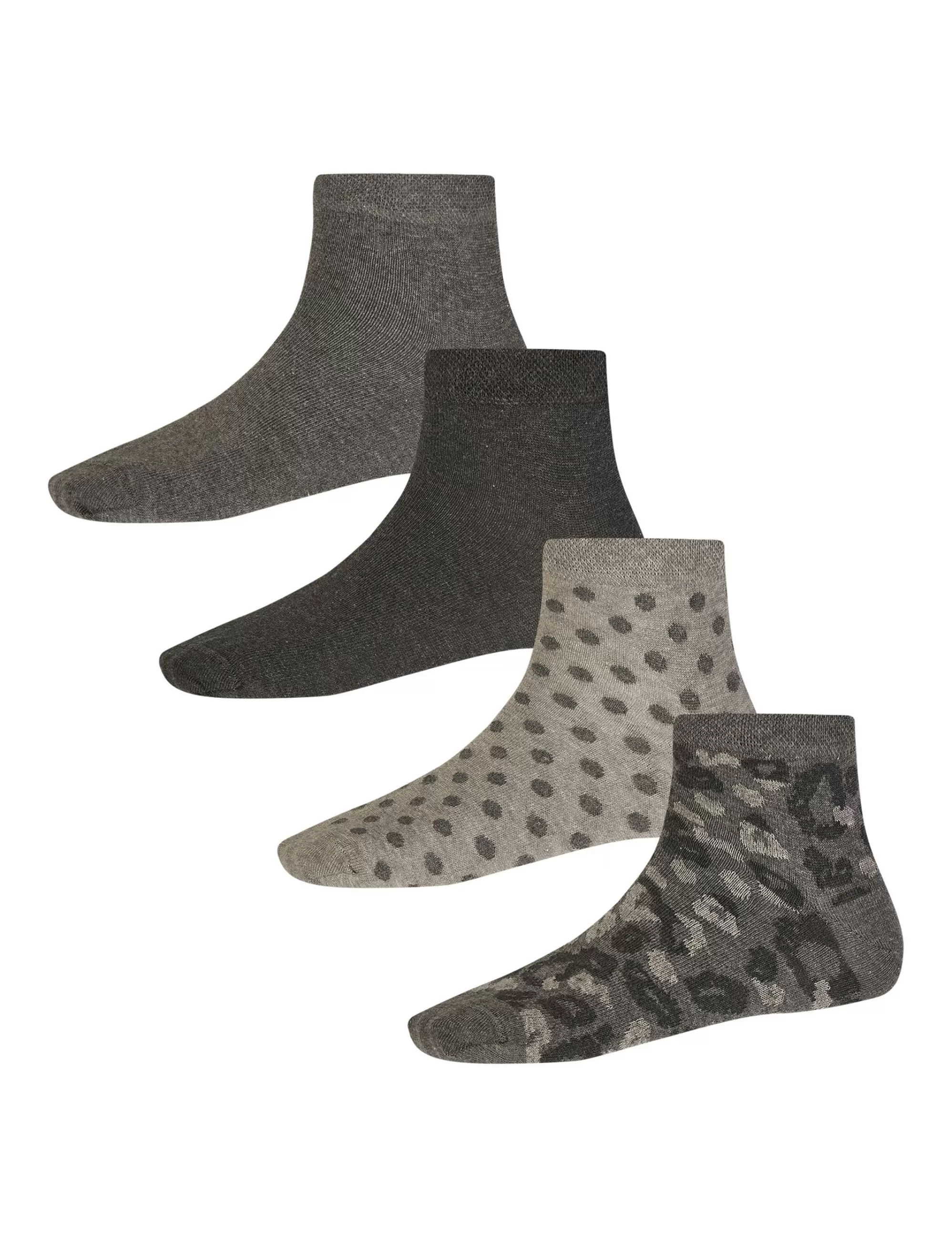 Adler Collection Kurzschaftsocken 4Er Pack, Gemustert Grau Best