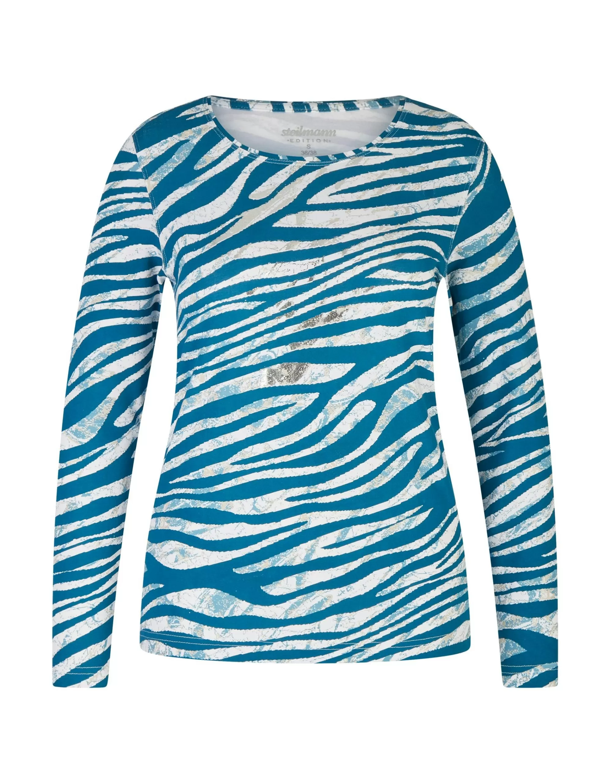 Steilmann Edition Langarmshirt Im Zebra Design Blau/Weiß Discount