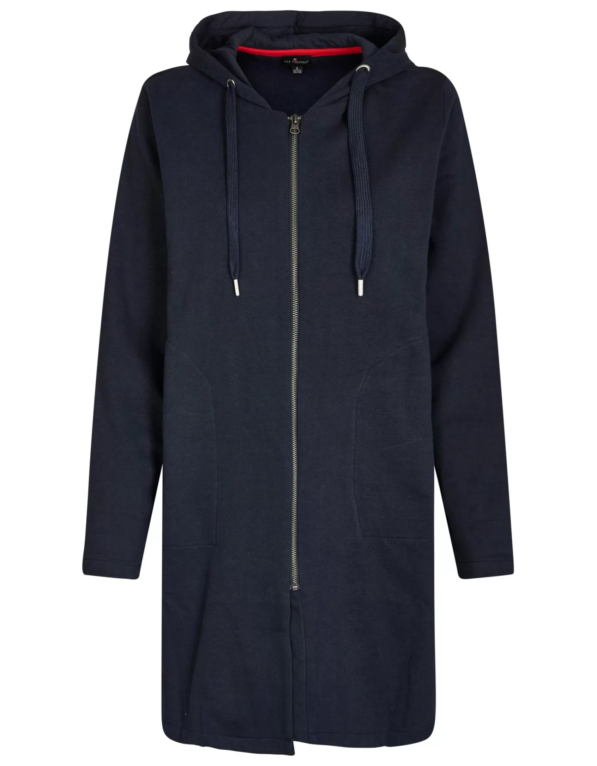 Via Cortesa Lange-Sweatjacke Mit Kapuze Blau/Marine Store