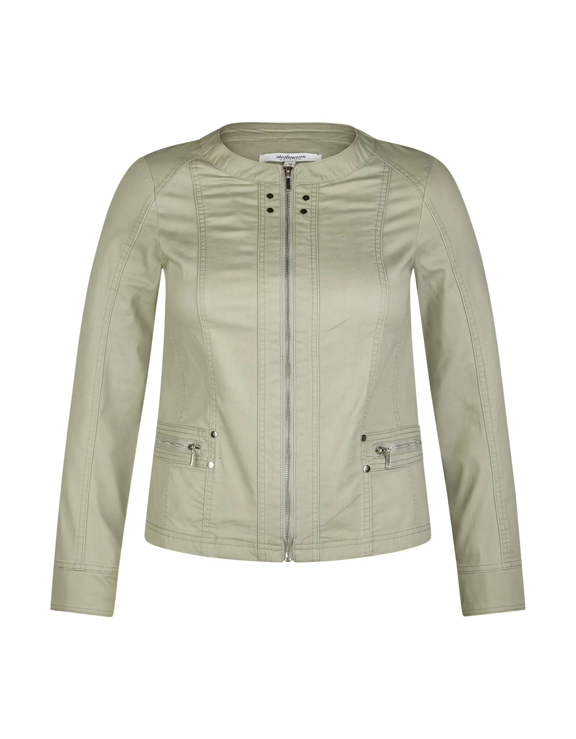 Steilmann Edition Leichte Jeans-Jacke Mit Nieten Khaki Shop