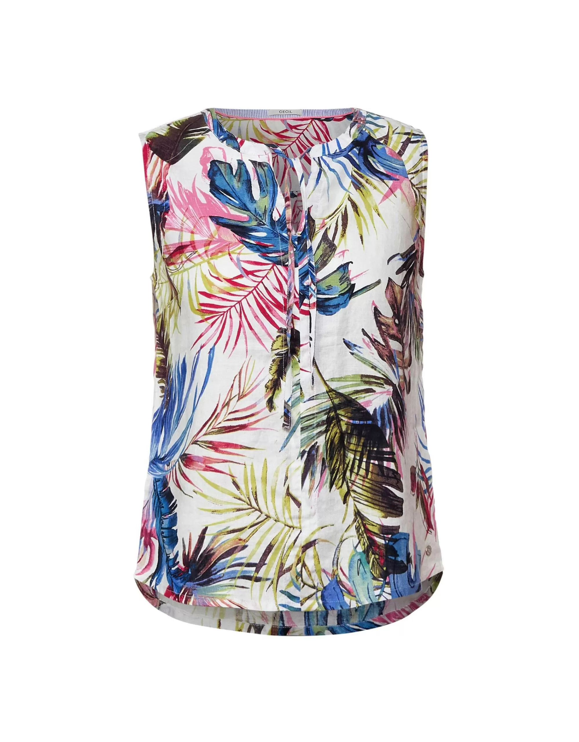 CECIL Leinen Top Mit Print Weiß New