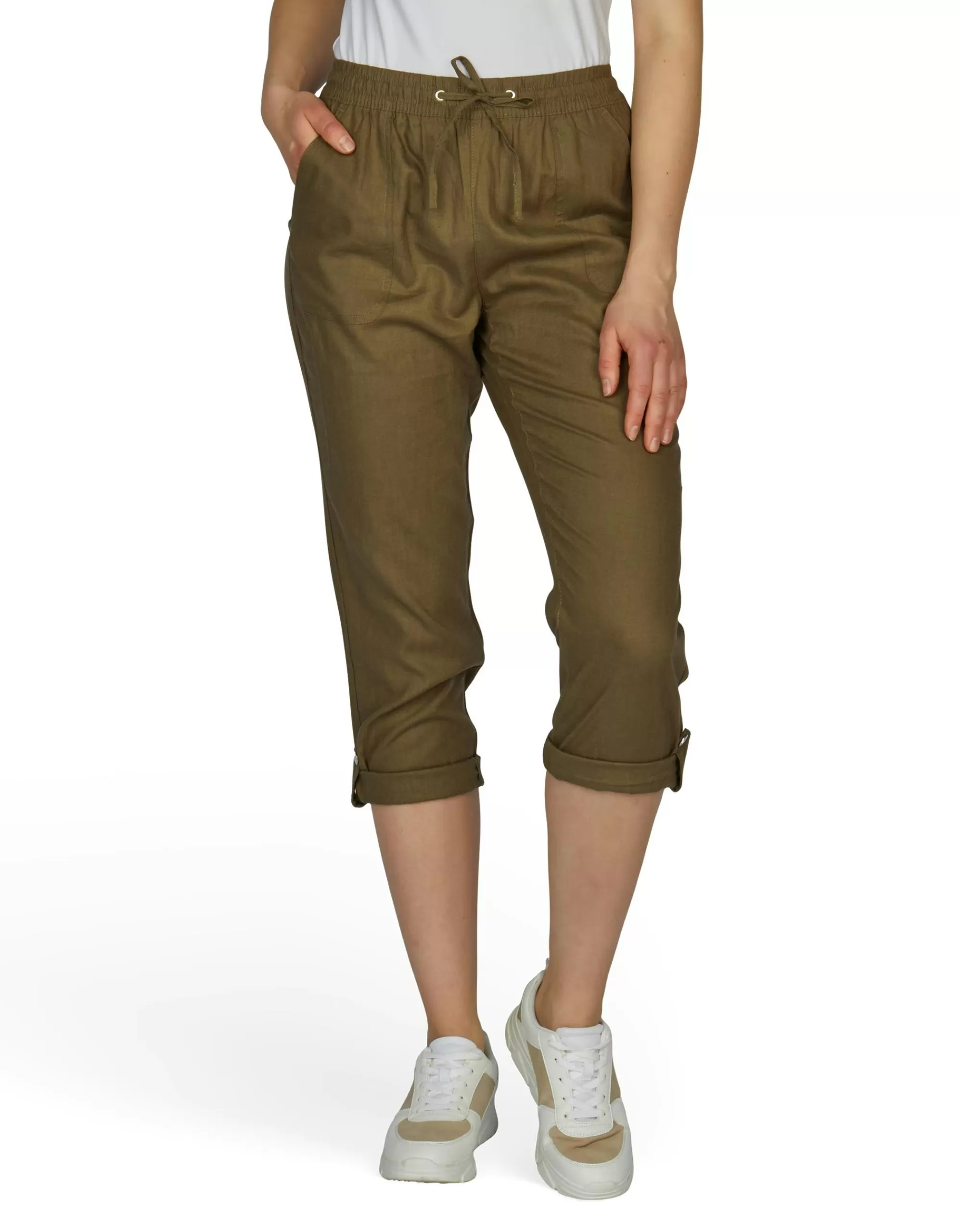 Steilmann Edition Leinenhose Mit Turn-Up Funktion Khaki Clearance