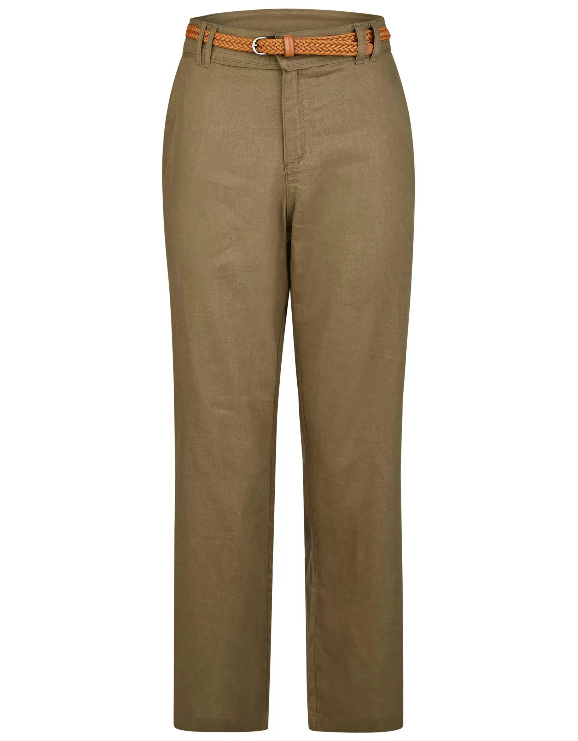 Steilmann Edition Leinen/Viskose-Mix Hose Mit Gürtel Khaki Cheap