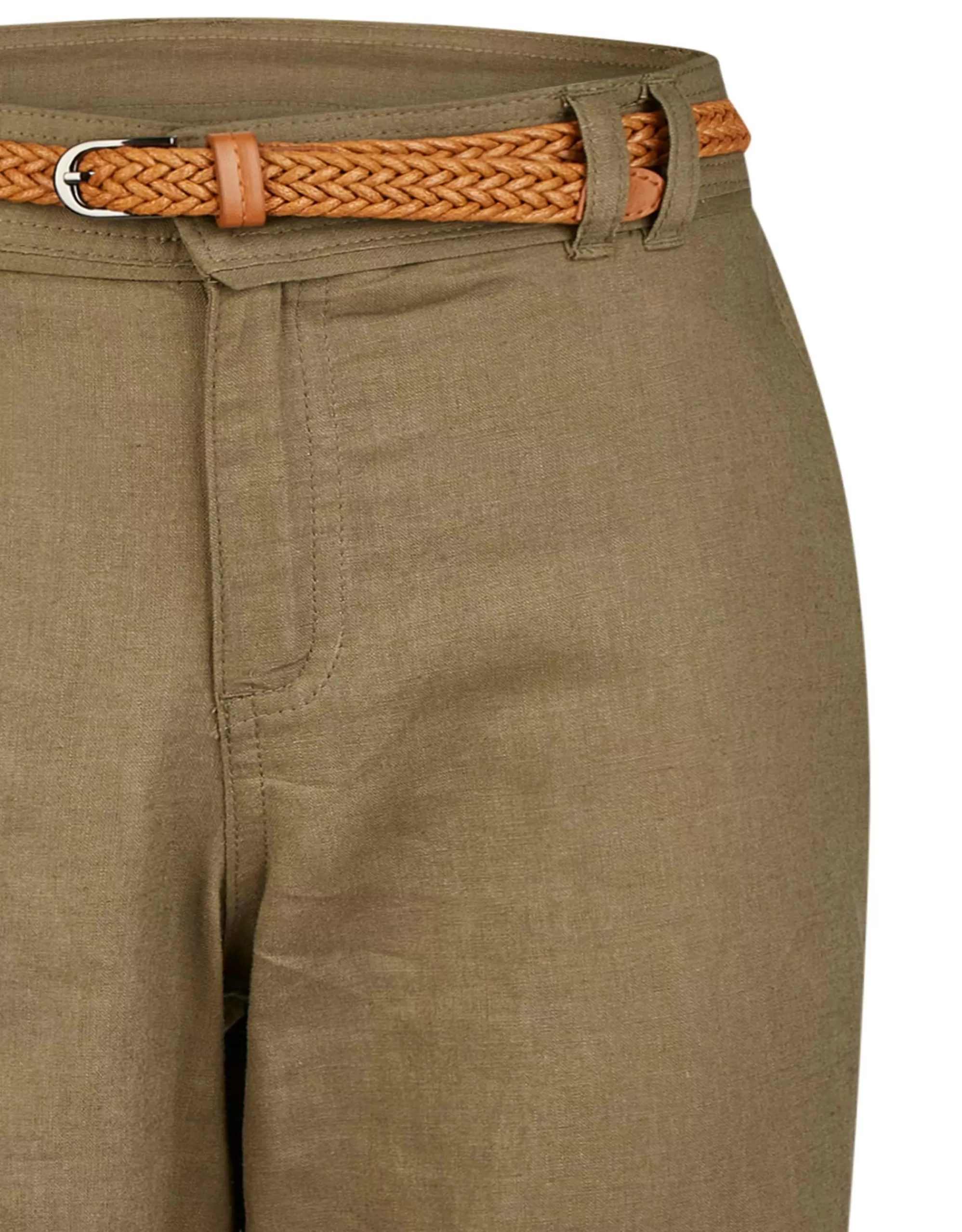 Steilmann Edition Leinen/Viskose-Mix Hose Mit Gürtel Khaki Cheap