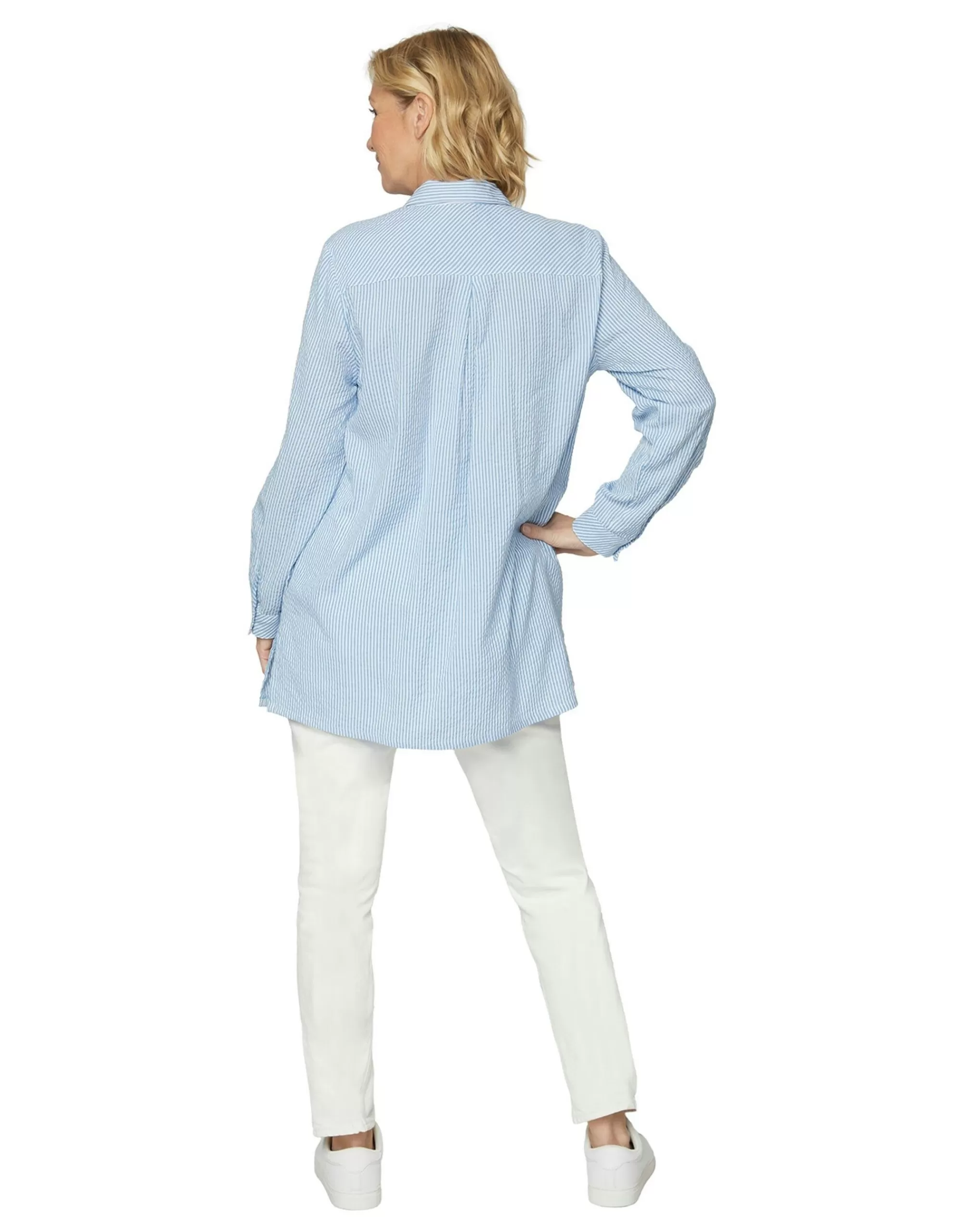 BRANDTEX Long Blouse Gestreift Blau/Weiß Store