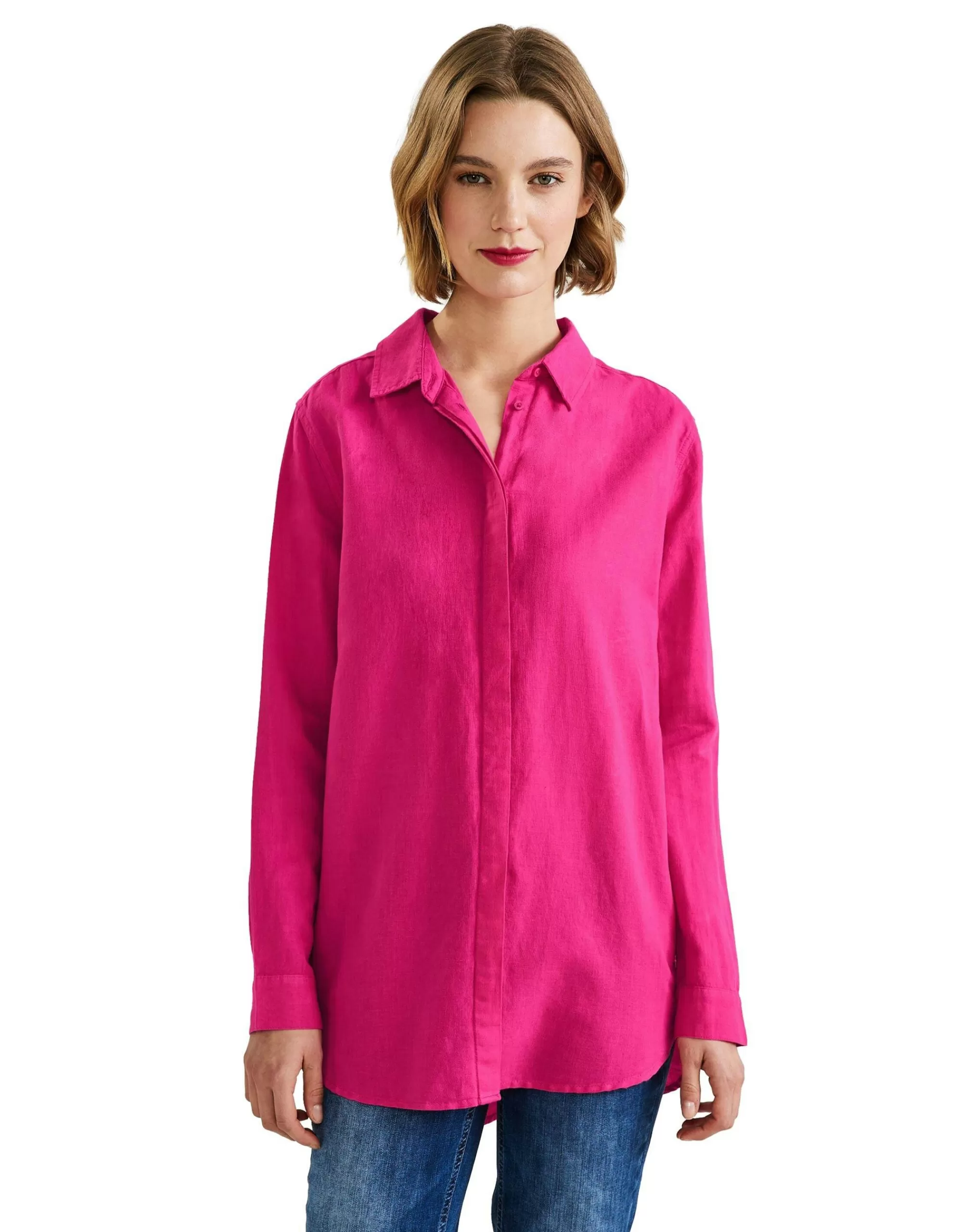 Street One Longbluse Im Leinenmix Pink Hot