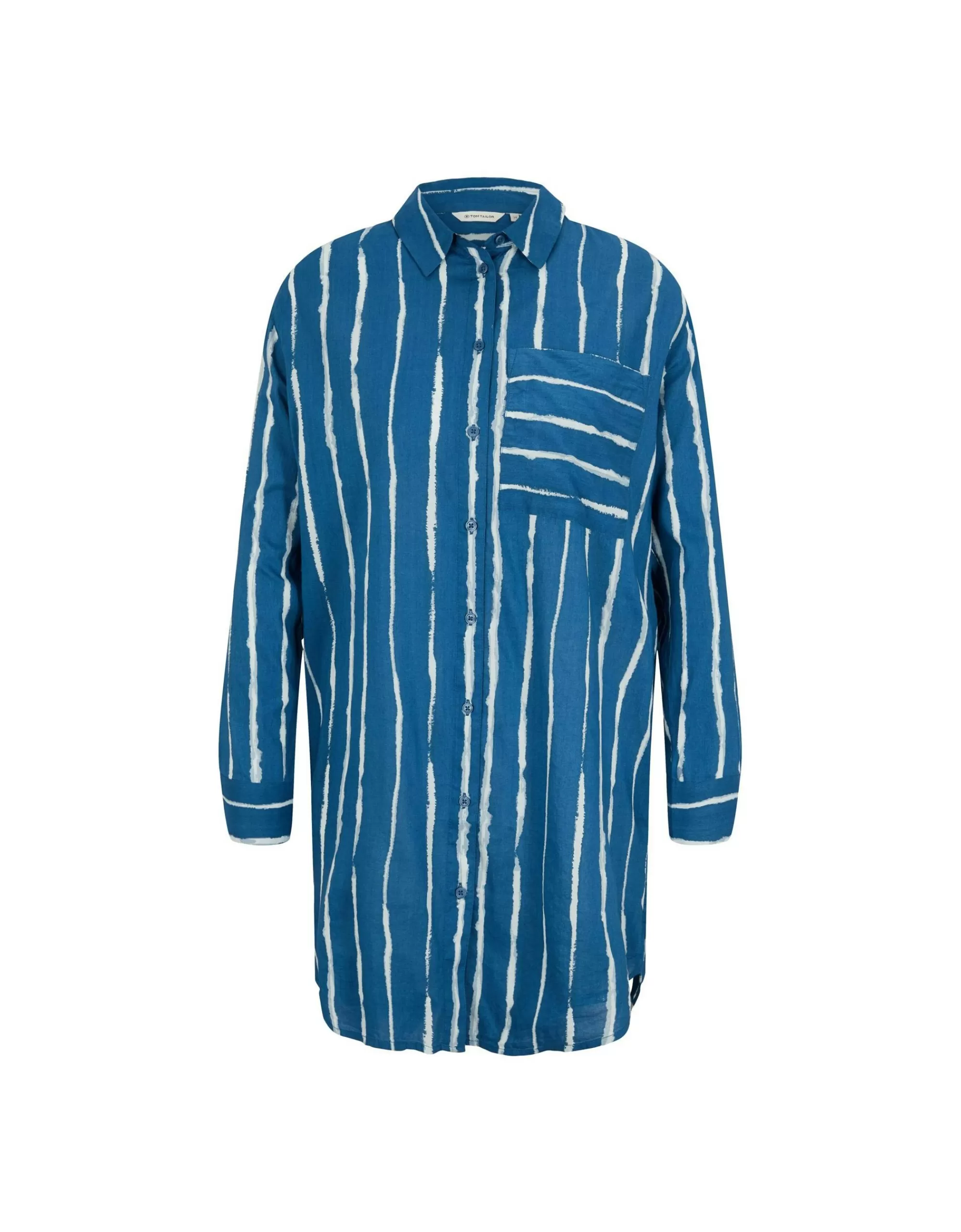 TOM TAILOR Longbluse Mit Streifenprint Blau/Weiß Fashion