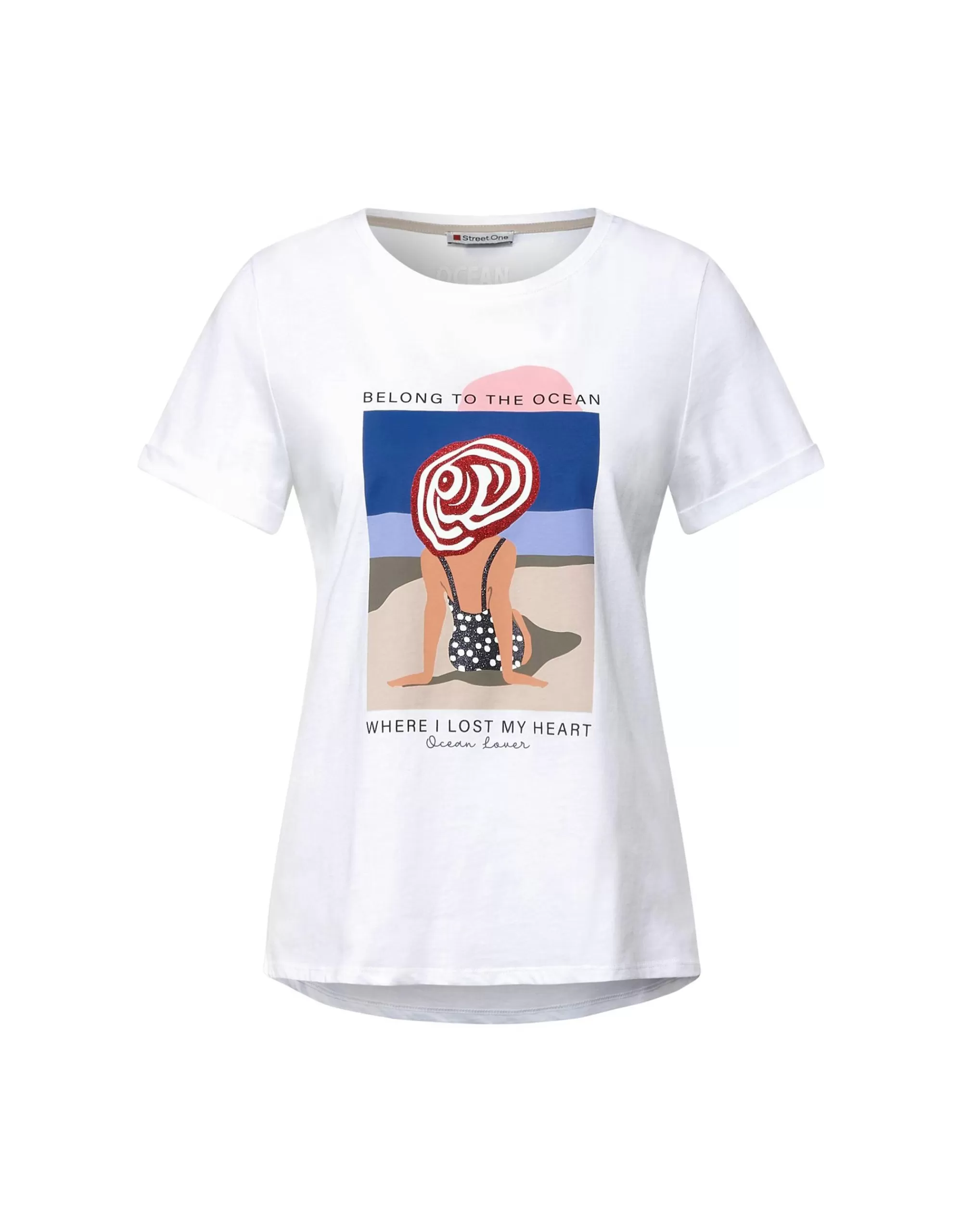 Street One Loose Fit T-Shirt Mit Print Weiß Hot