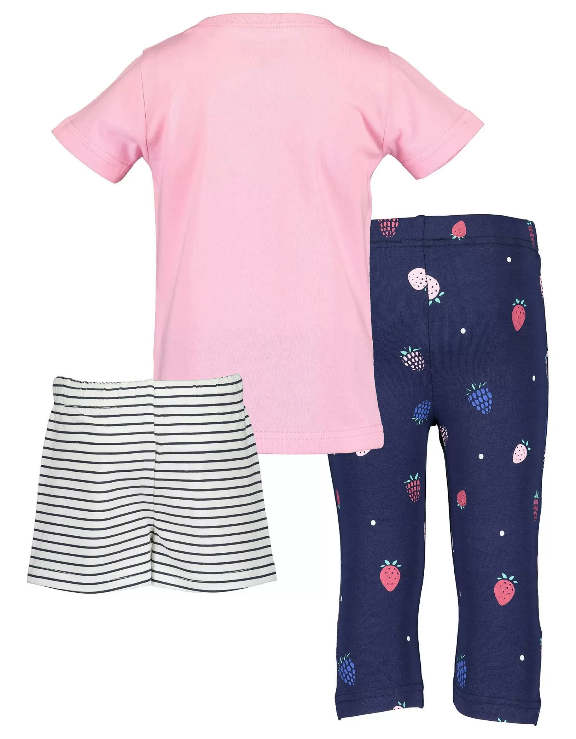 Mini Girls 3Er Set T-Shirt, Caprilegging Und Short-Blue Seven Flash Sale