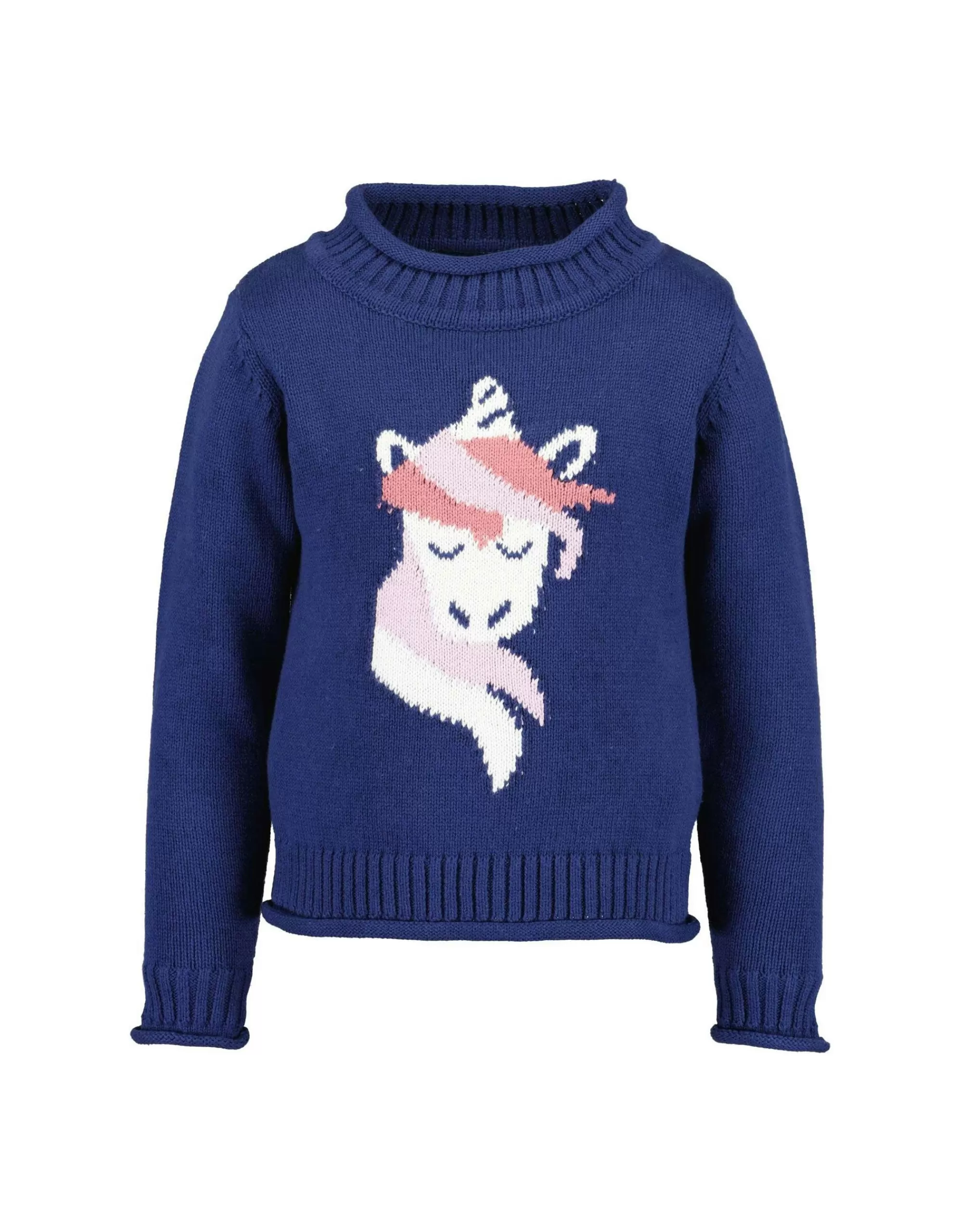 Mini Girls Pullover Mit Einhorn-Blue Seven New